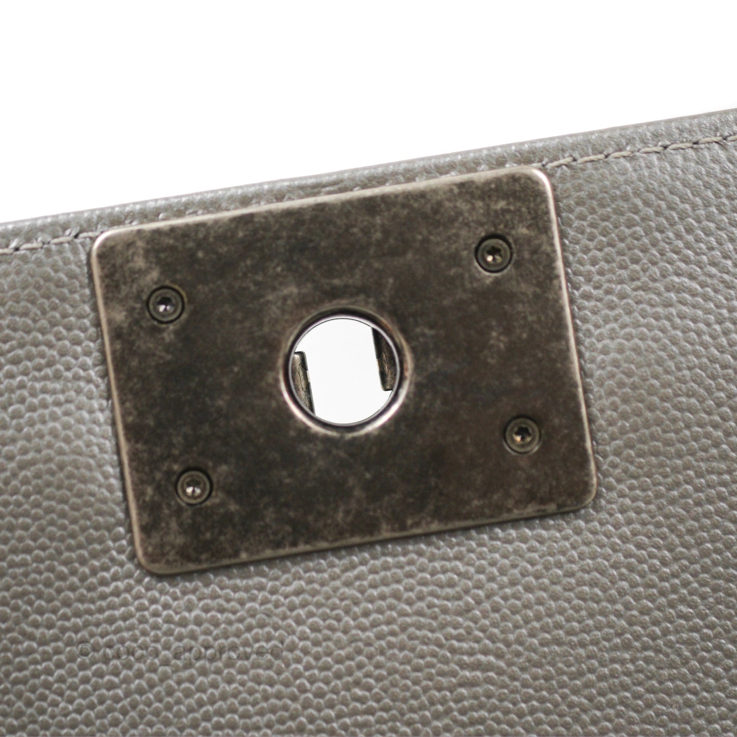 Chanel Quilted Medium Boy Silver Caviar Ruthenium Hardware