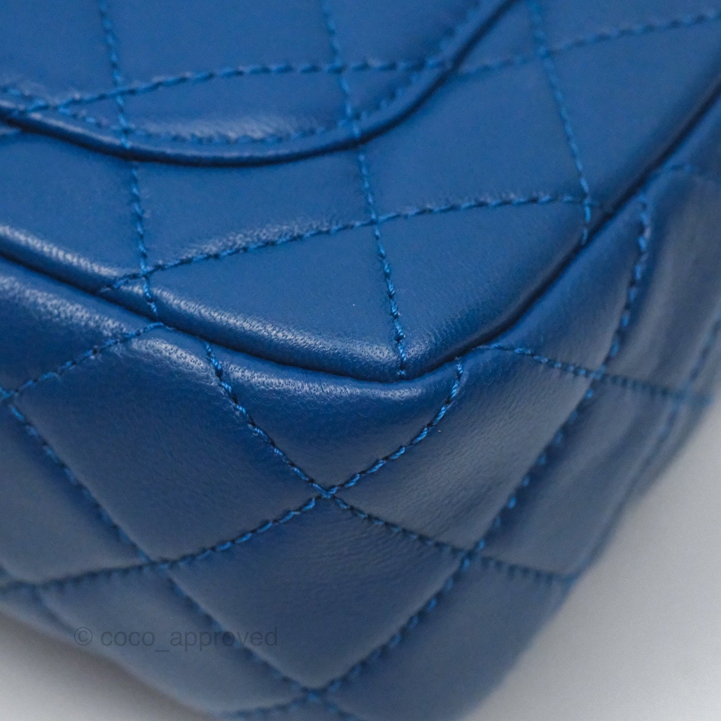 Chanel Mini Rectangular Pearl Crush Blue Lambskin Aged Gold Hardware