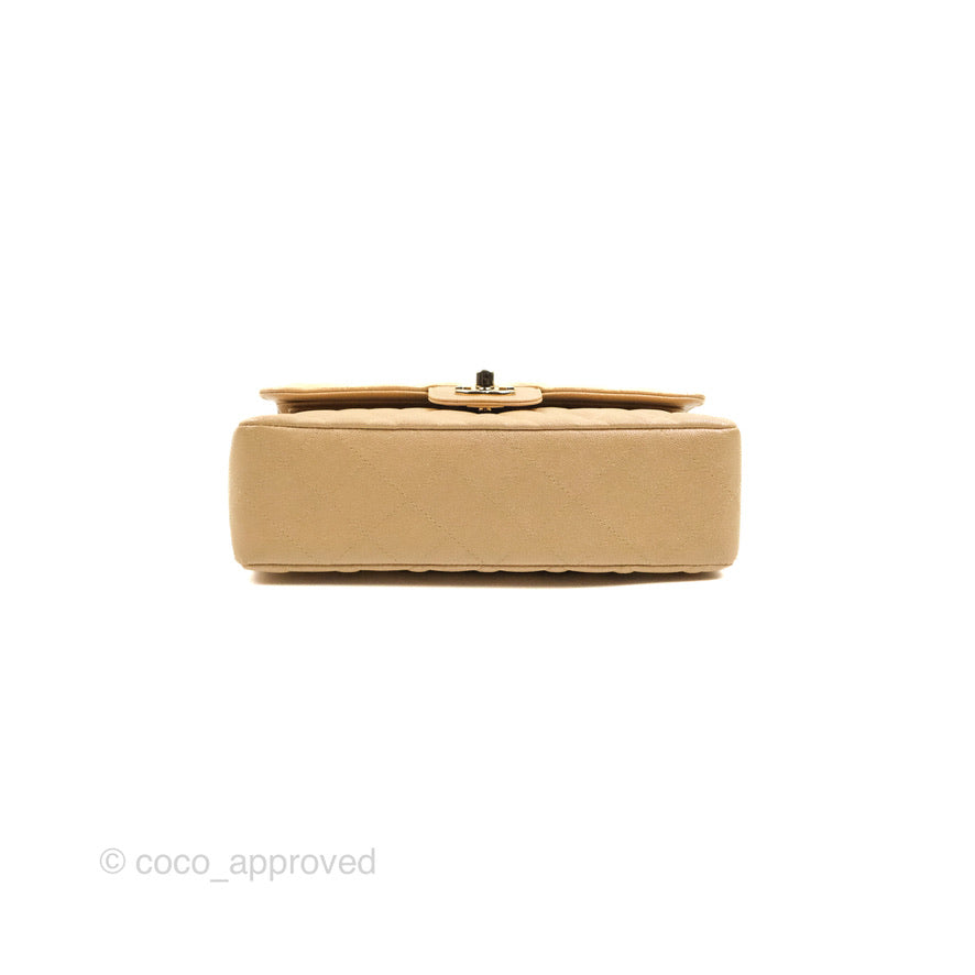 Chanel Classic Small S/M Flap Iridescent Beige Caviar Gold Hardware 19S