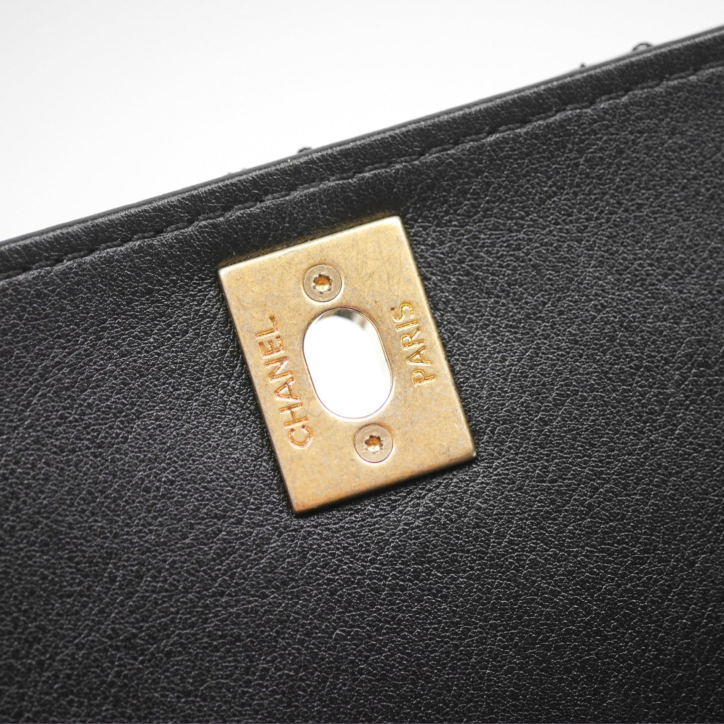 Chanel Pearl Chain Bag Black Calfskin Aged Gold Hardware