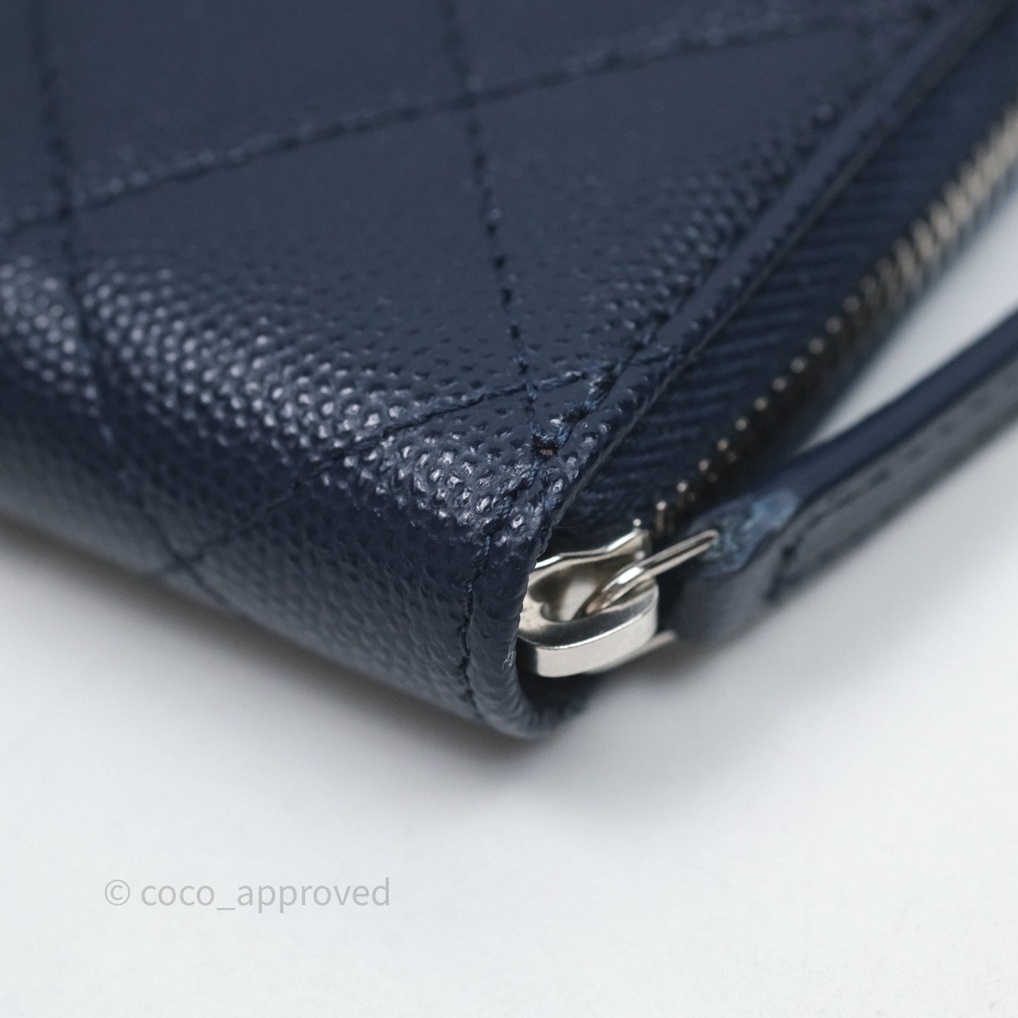 Chanel Logo CC Zipped Coin Purse Navy Caviar Silver Hardware 24P