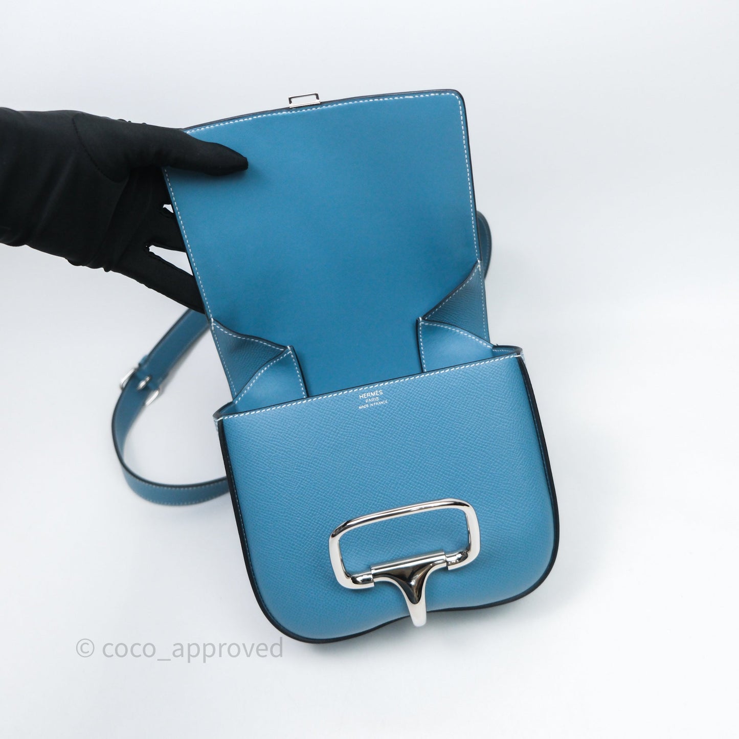 Hermès Della Cavalleria Mini II Bag 18 New Bleu Jean 75 Epsom Palladium Hardware