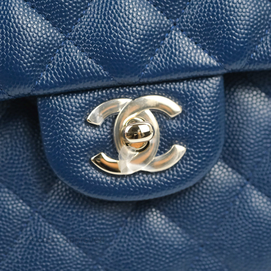 Chanel Quilted Caviar Navy Timeless Clutch Gold Hardware