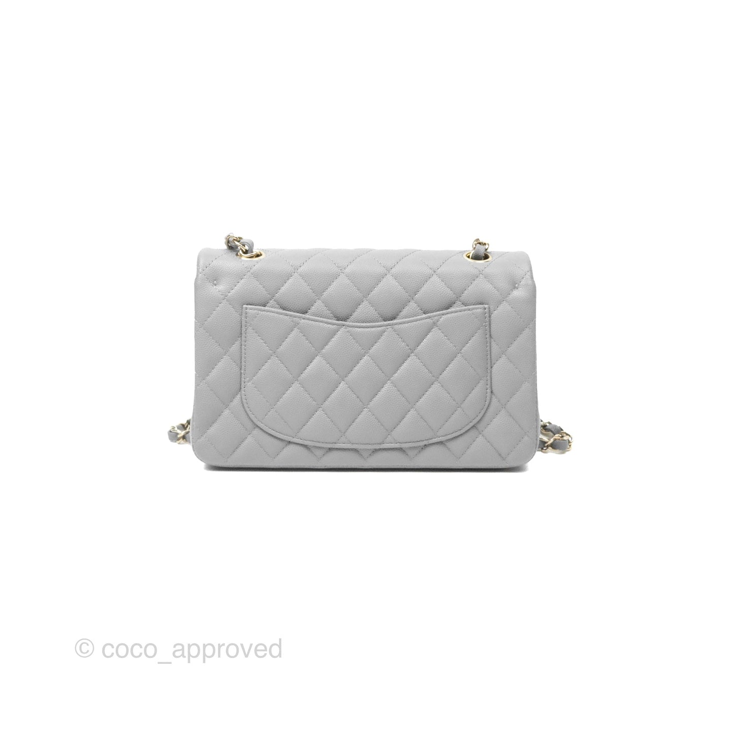 Chanel Small Classic Quilted Flap Grey Caviar Gold Hardware