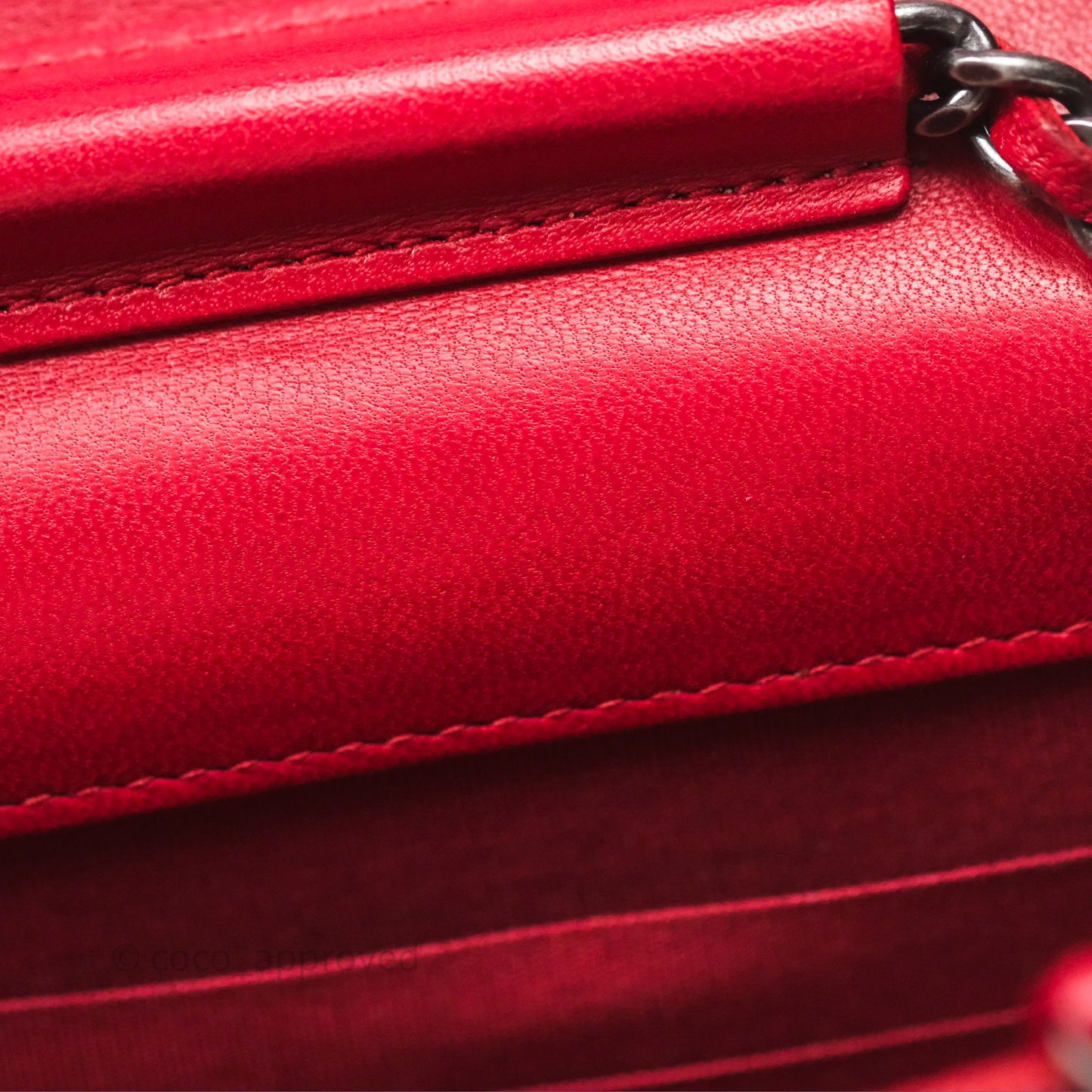 Chanel Boy Wallet on Chain WOC Red Lambskin Ruthenium Hardware