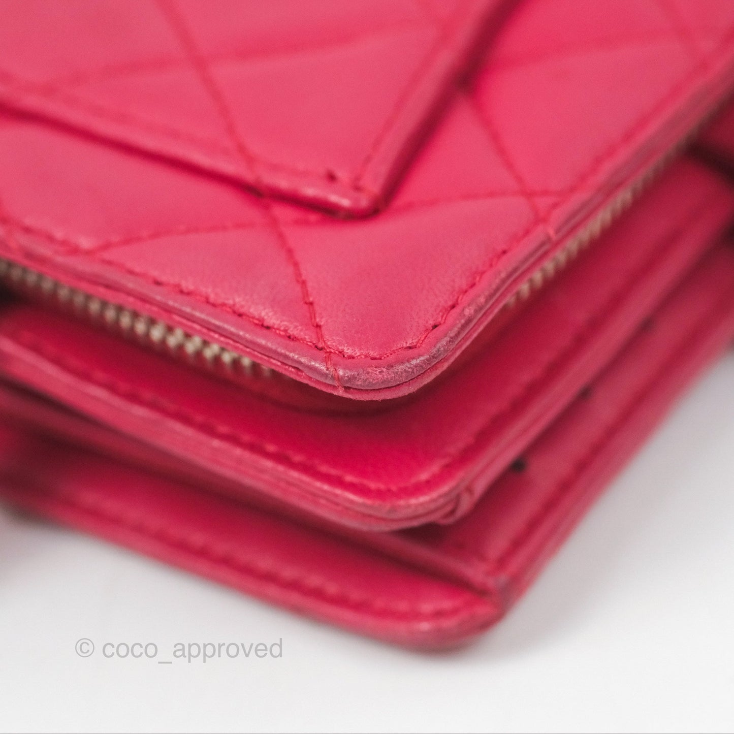 Chanel Quilted Classic French Wallet Lambskin Red Silver Hardware