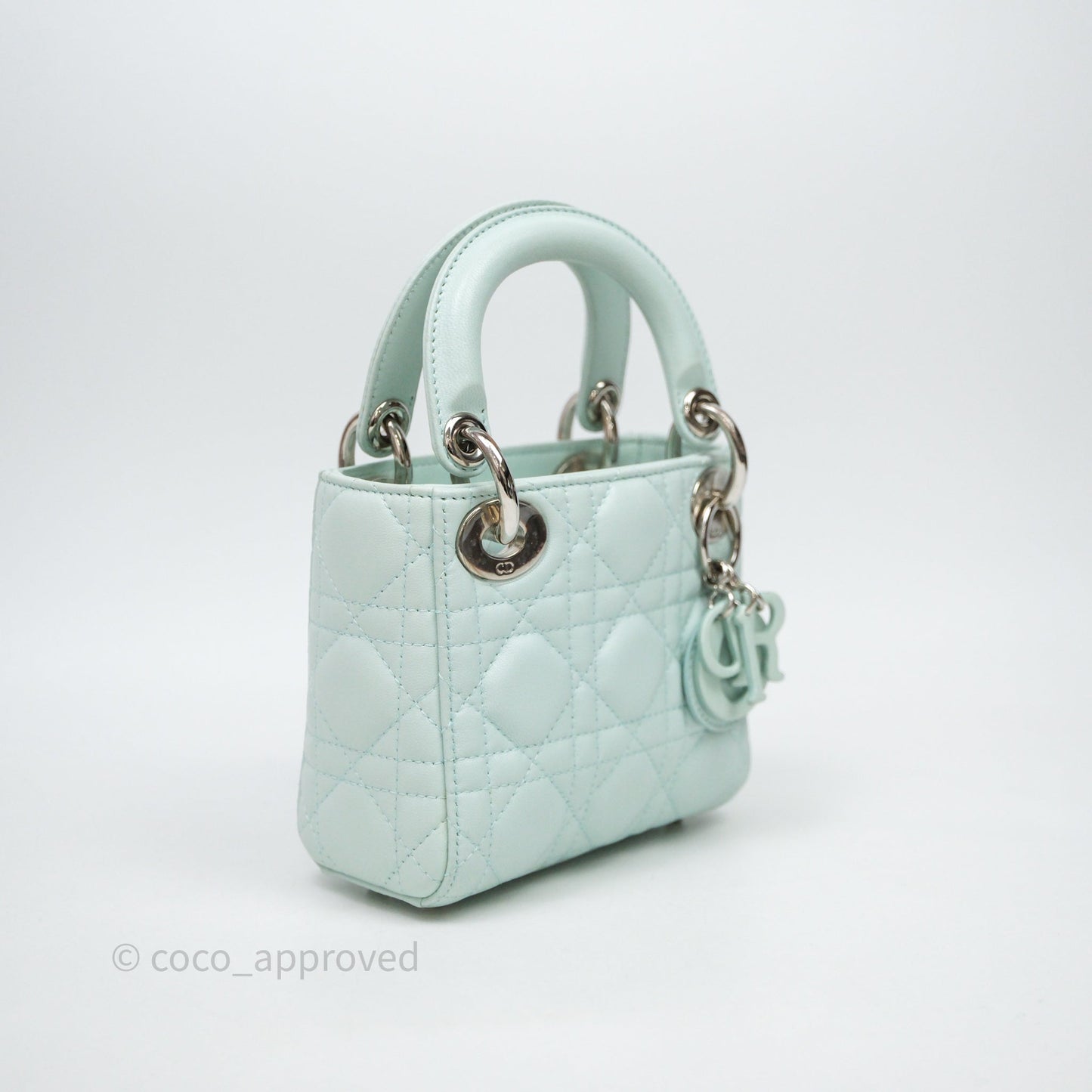 Christian Dior Mirco Lady Dior Cannage Calfskin Light Green Matte