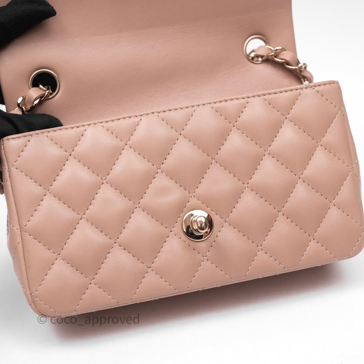 Chanel Mini Rectangular Quilted Beige Lambskin Gold Hardware