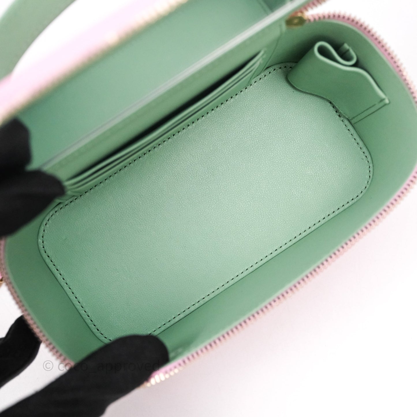 Chanel Vanity Rectangular Top Handle Pink Mint Green Lambskin Gold Hardware