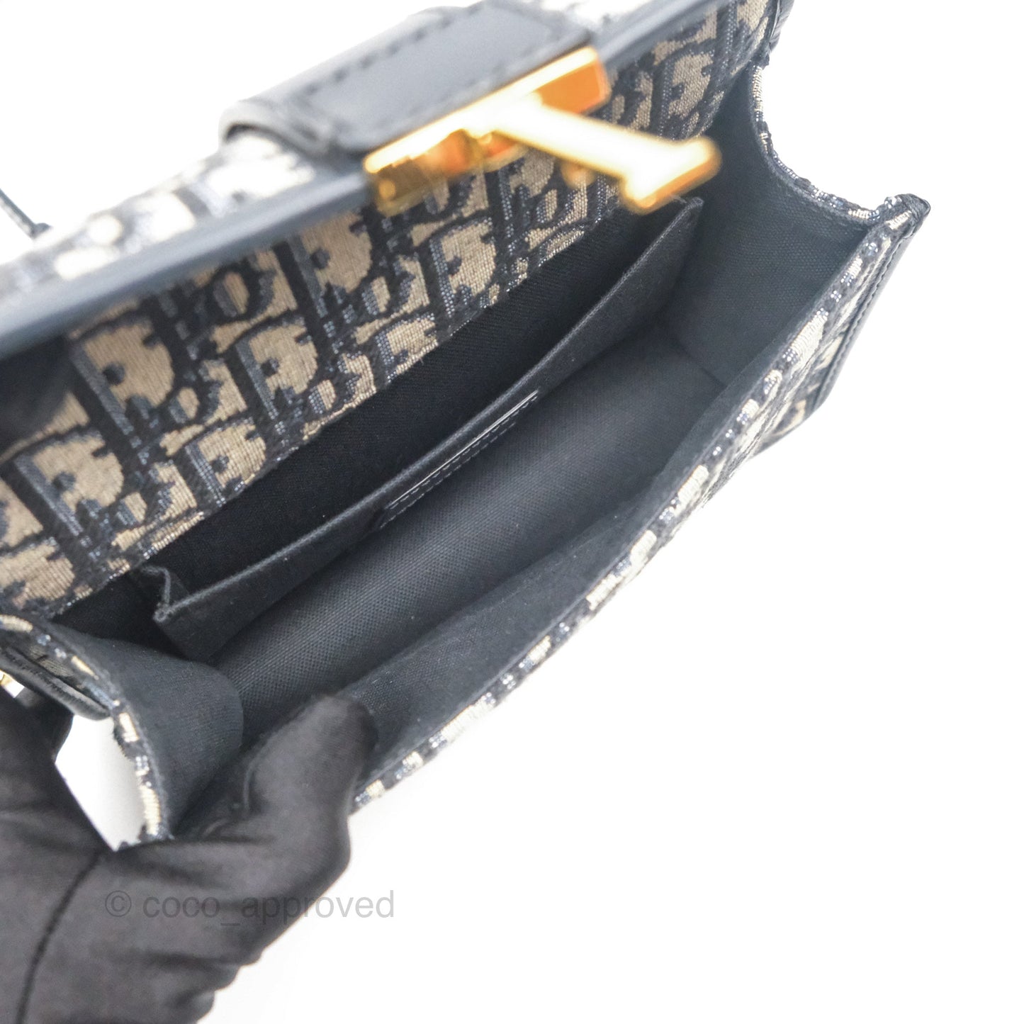 Dior 30 Montaigne East-West Bag With Chain Blue Dior Oblique Jacquard