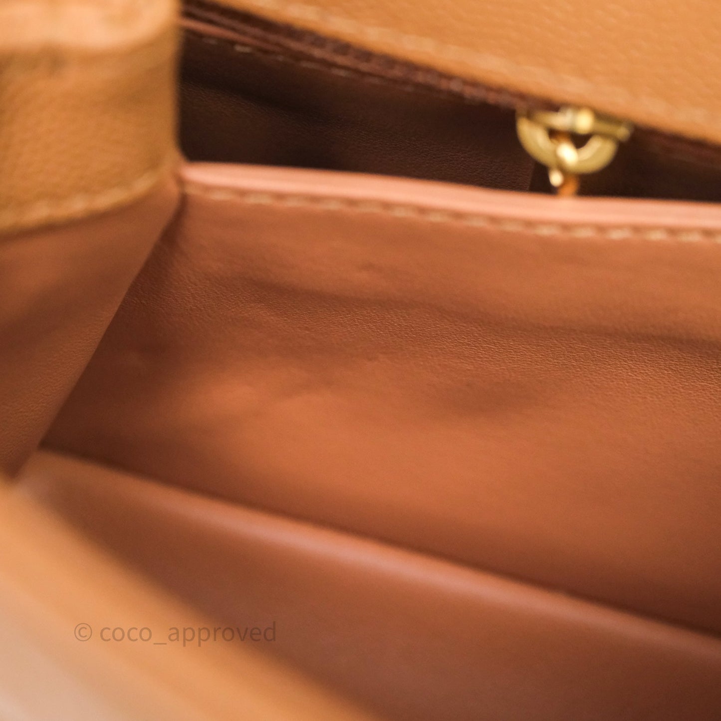 Chanel Small Coco Handle with Chain Handle Beige Caviar Aged Gold Hardware 23P