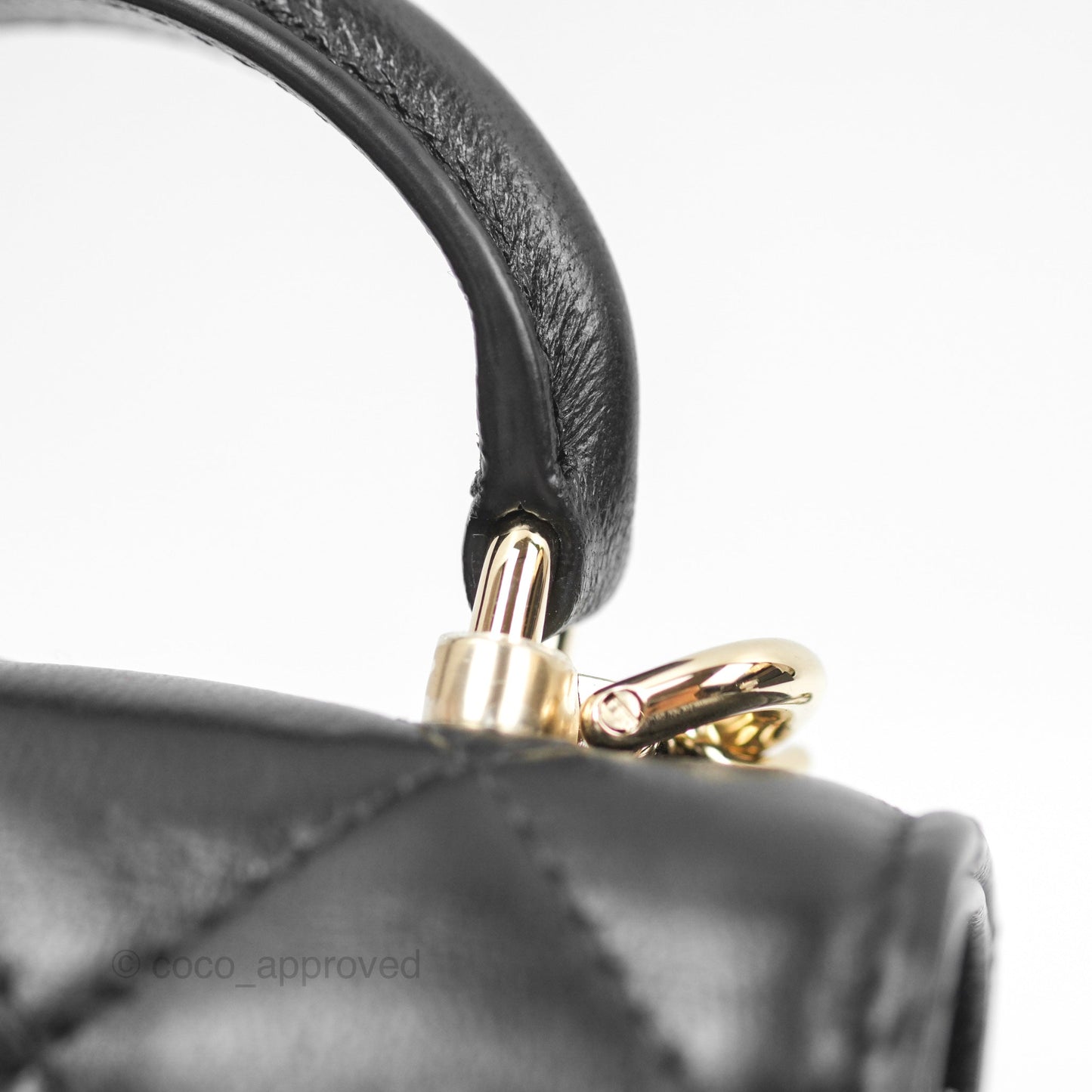 Chanel Mini Handle Clutch With Chain Black Lambskin Gold Hardware