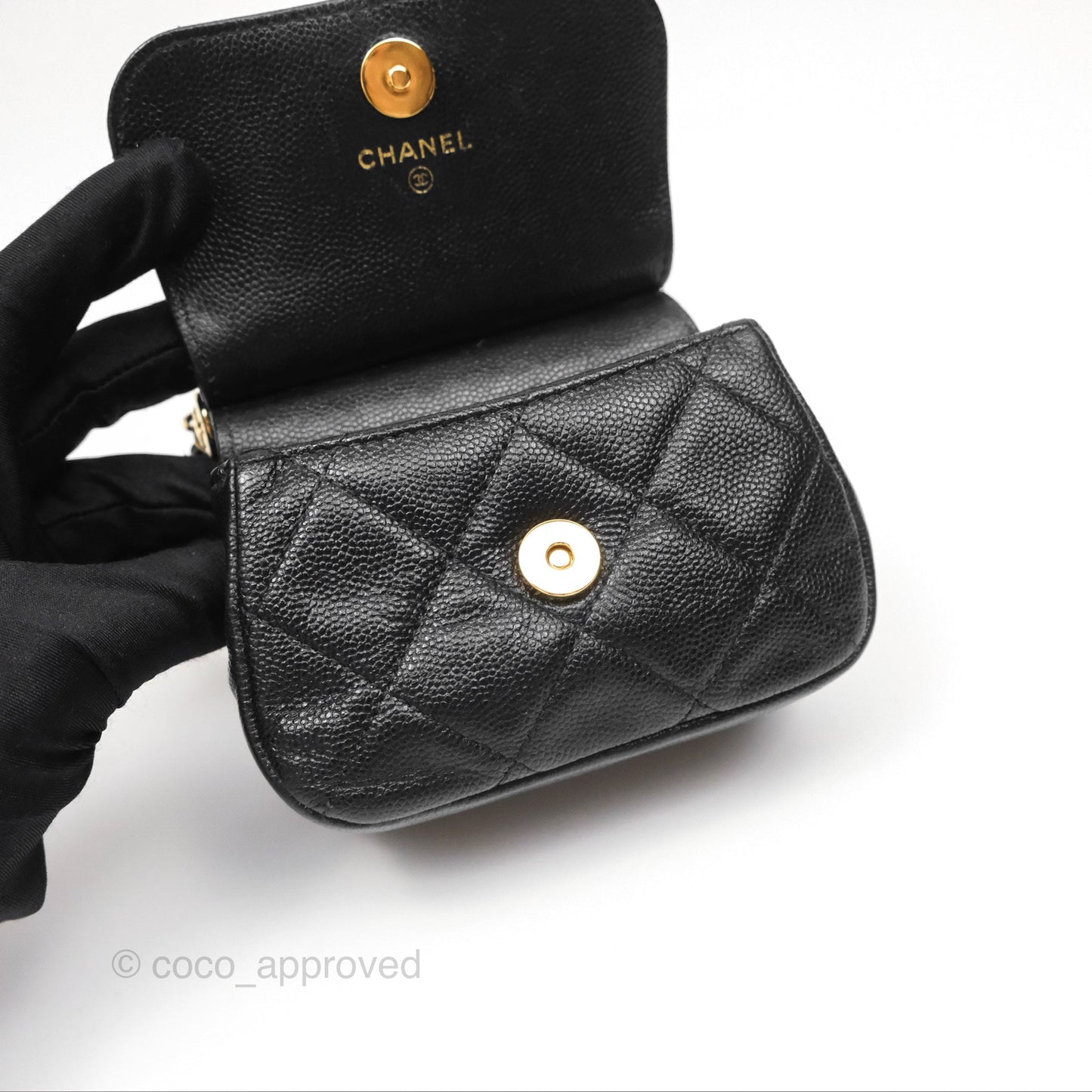 Chanel Clutch with Chain Black Caviar Gold Hardware 22K