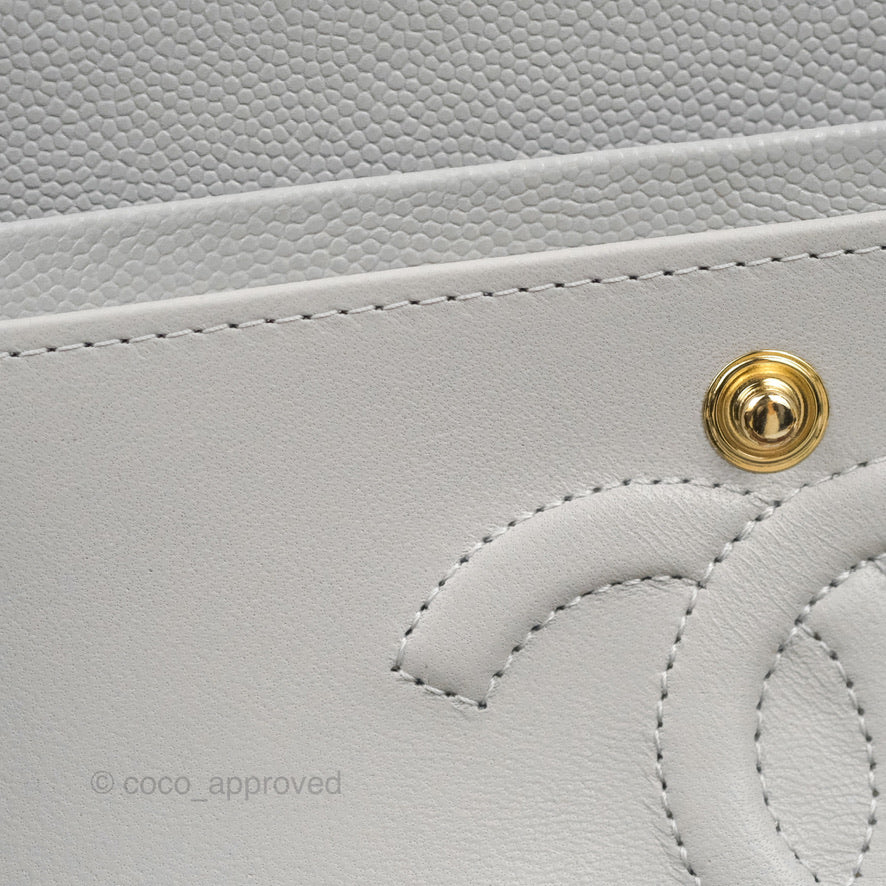 Chanel Classic Small S/M Quilted Flap Grey Caviar Gold Hardware 21A