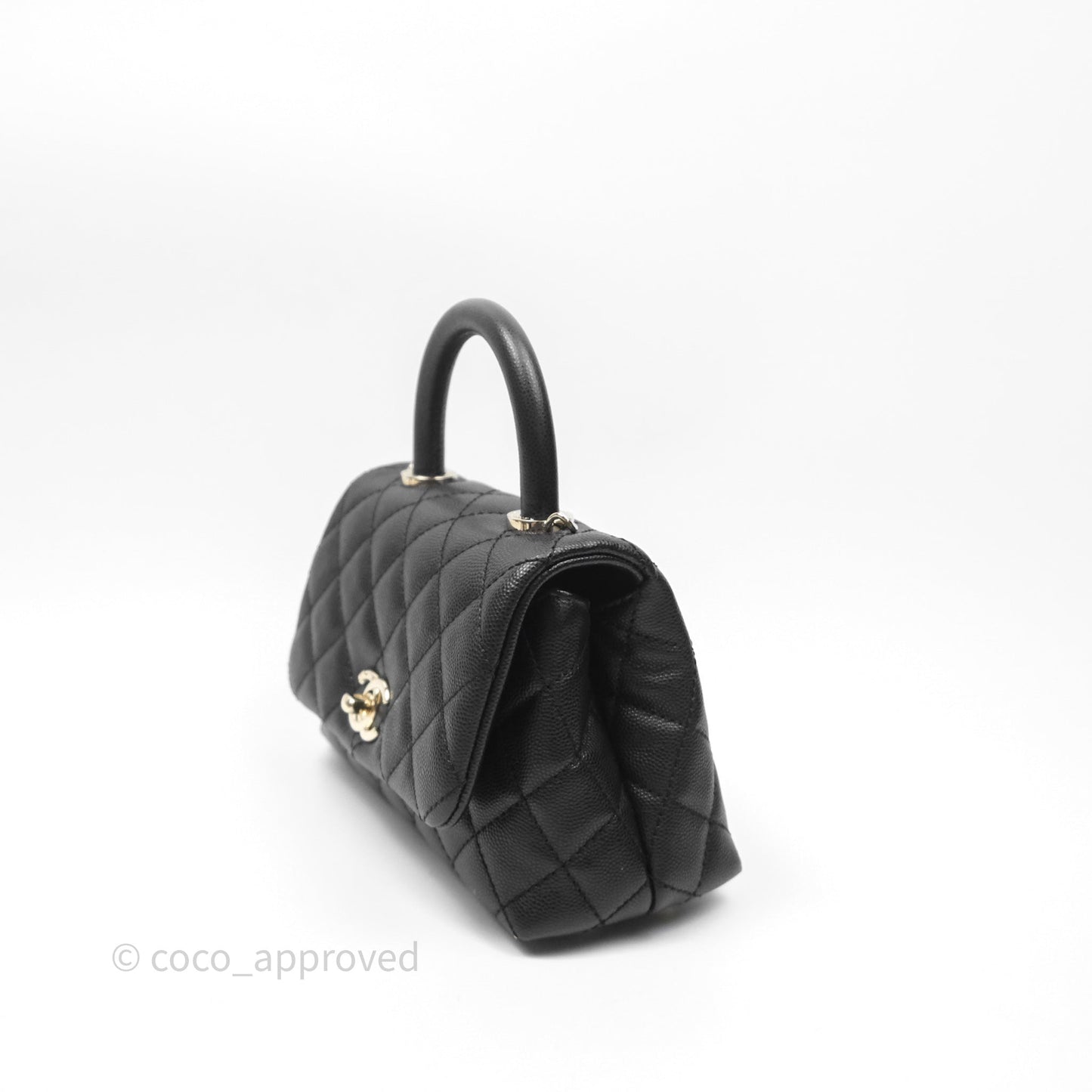 Chanel Mini Coco Handle Quilted Black Caviar Gold Hardware