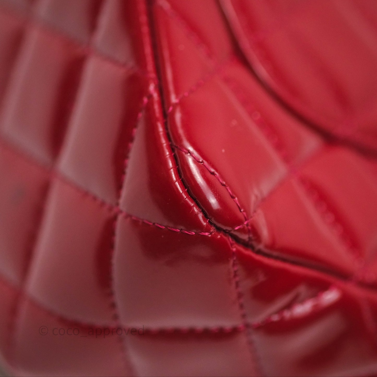 Chanel Quilted Mini Rectangular Flap Red Patent Silver Hardware