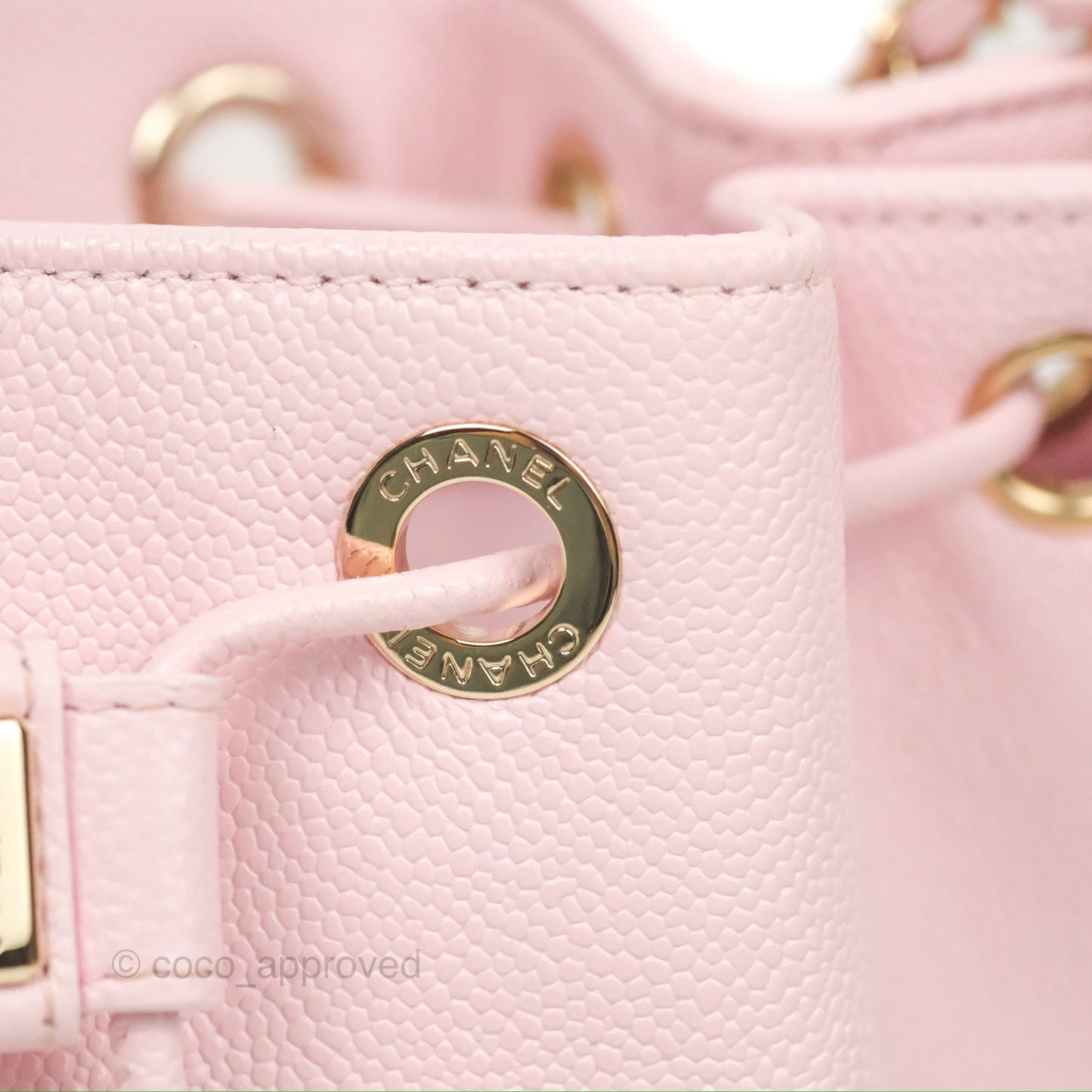Chanel Business Affinity Drawstring Bucket Bag Light Pink Caviar Gold Hardware