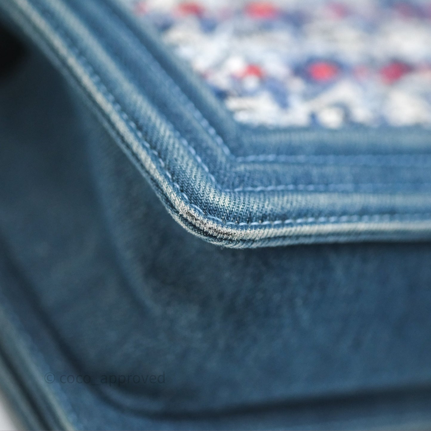 Chanel Small Boy Blue Denim Tweed Ruthenium Hardware