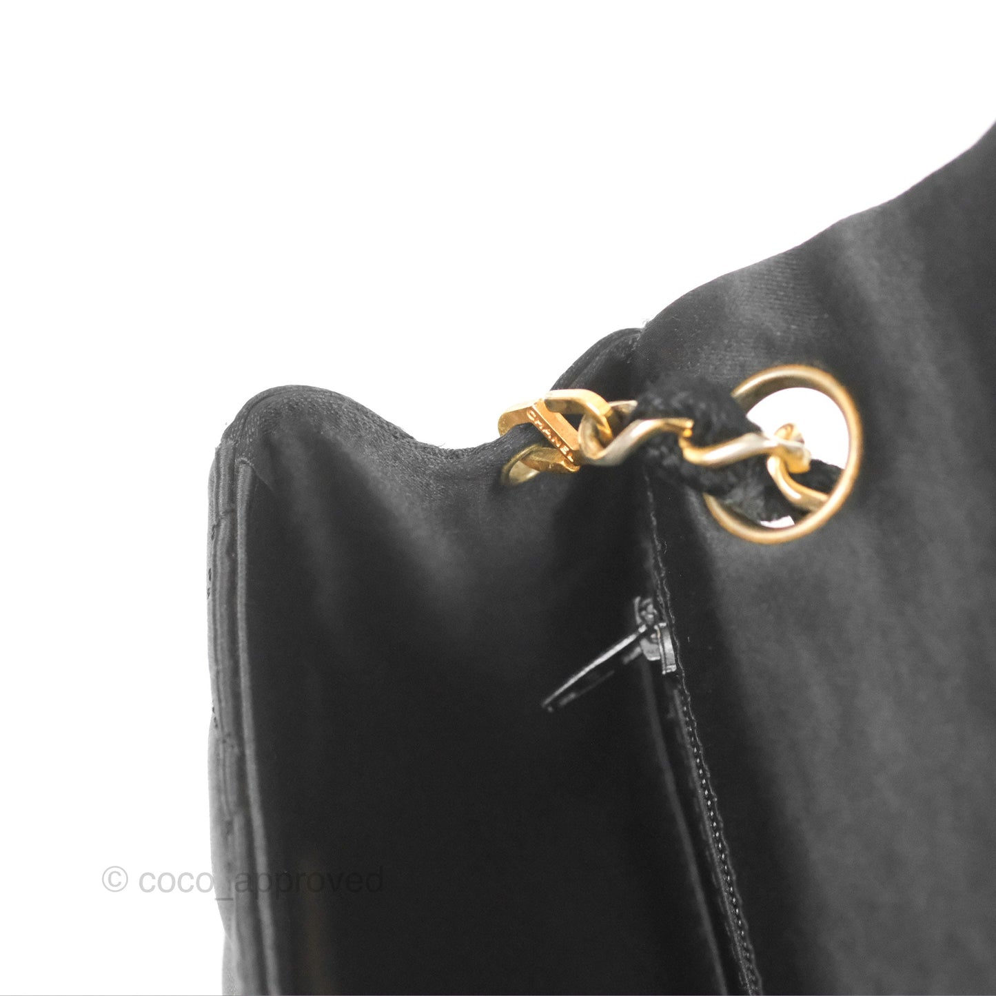Chanel Mini Square Black Satin Gold Hardware