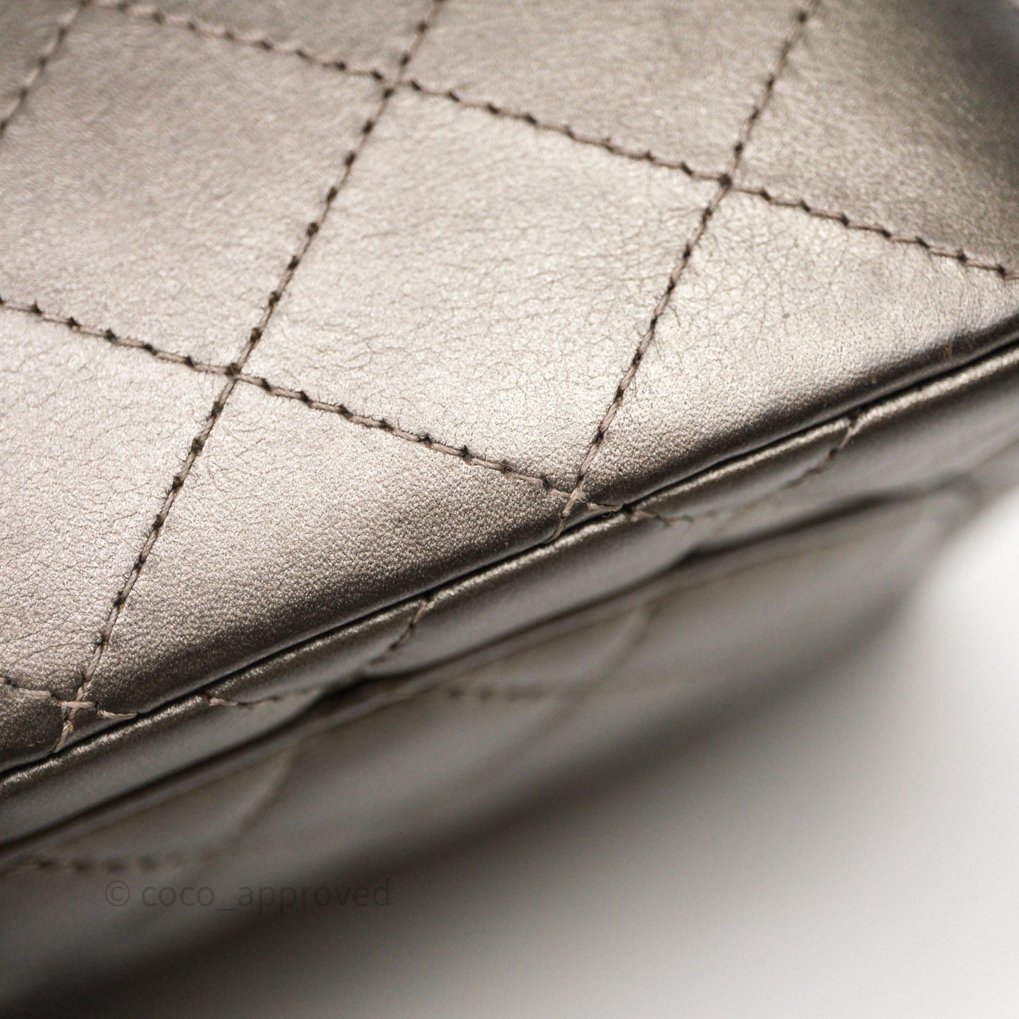 Chanel Mini Square Metallic Dark Grey Lambskin Dark Silver Hardware