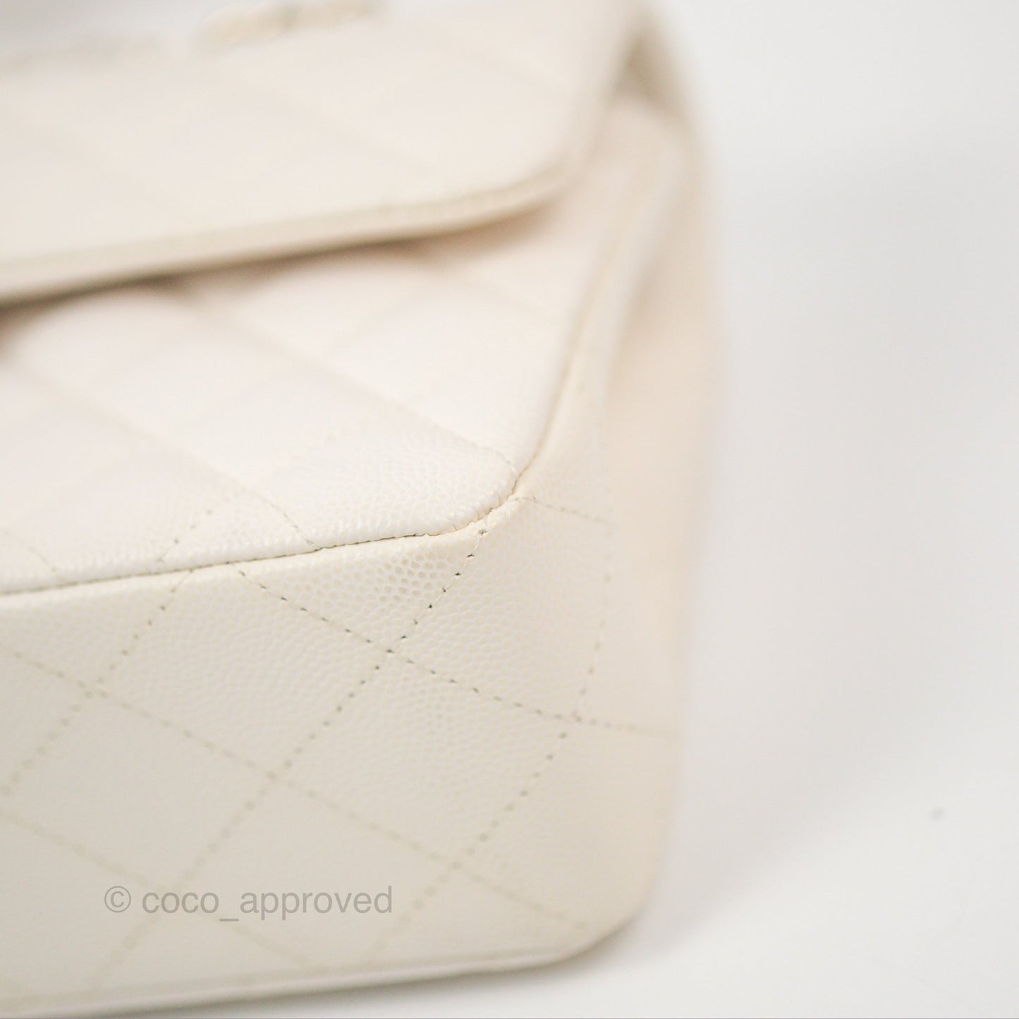 Chanel Small Classic Quilted Flap White Caviar Gold Hardware