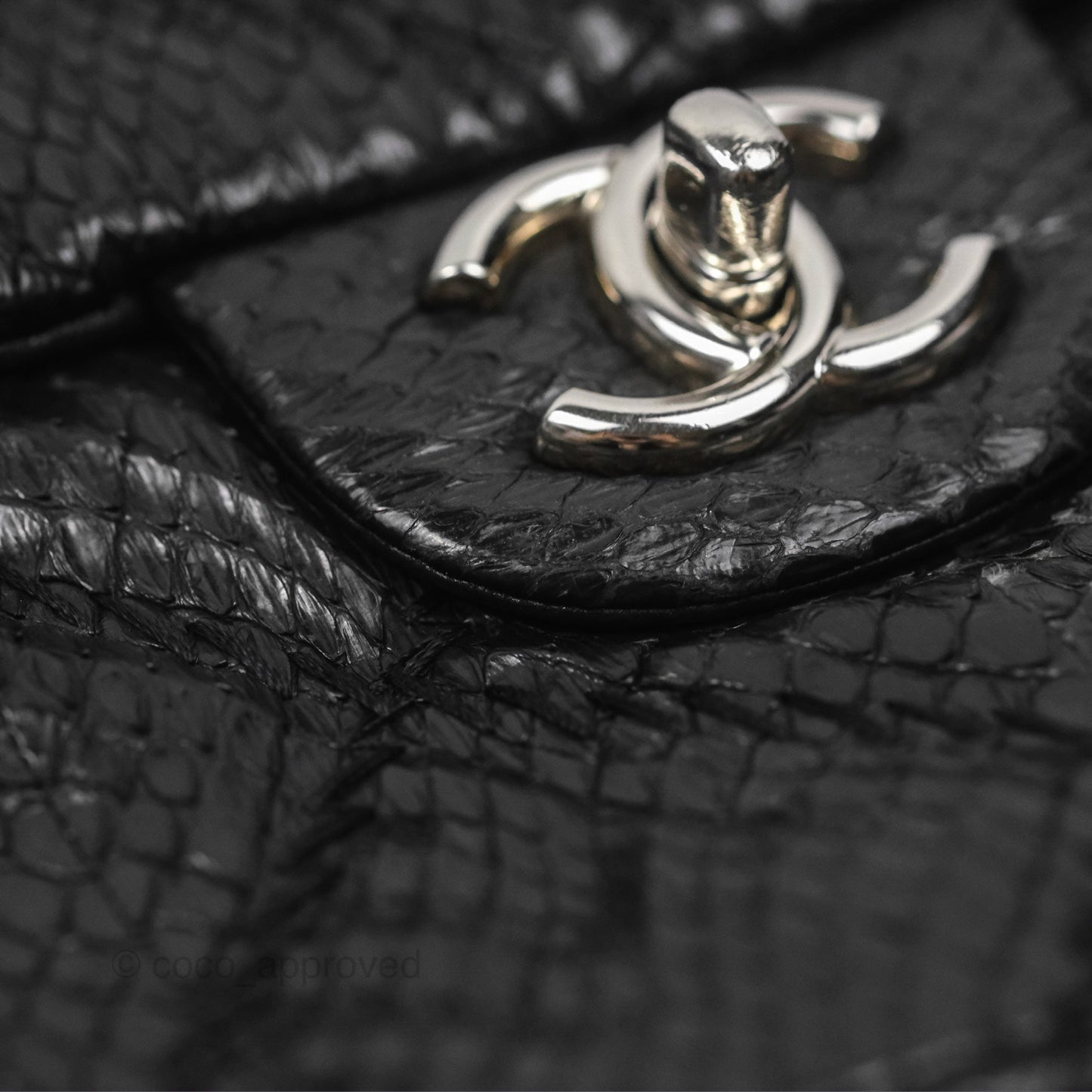 Chanel Quilted Ultimate Stitch Flap Bag Matte Python Black Silver Hardware