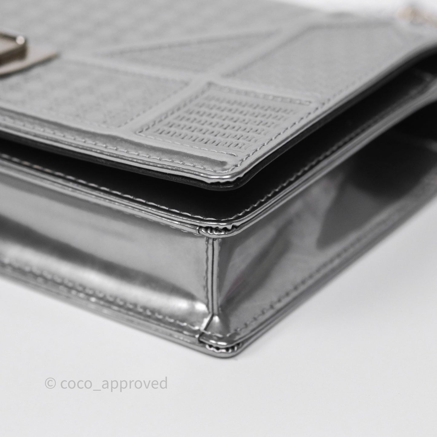 Christian Dior Diorama Wallet on Chain Metallic Silver