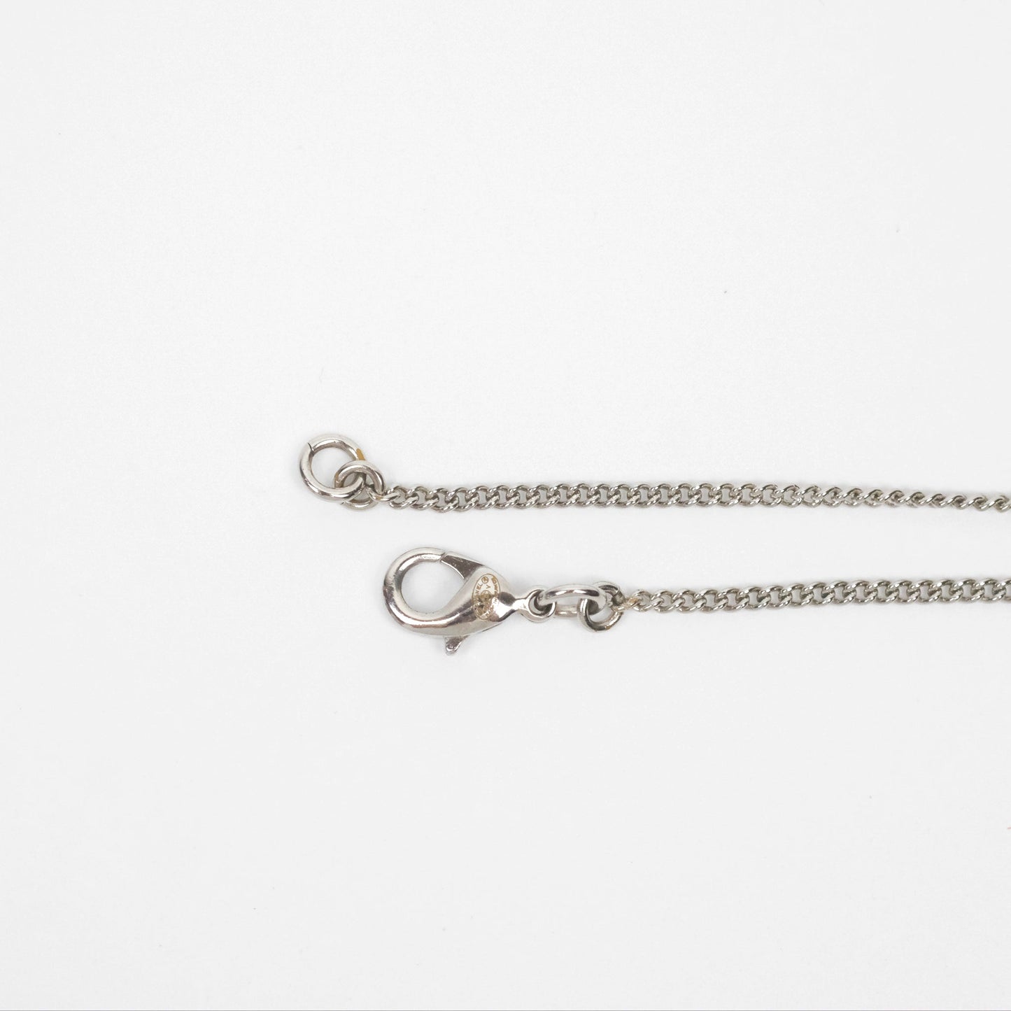 Chanel Crystal CC Necklace Silver Tone 12V