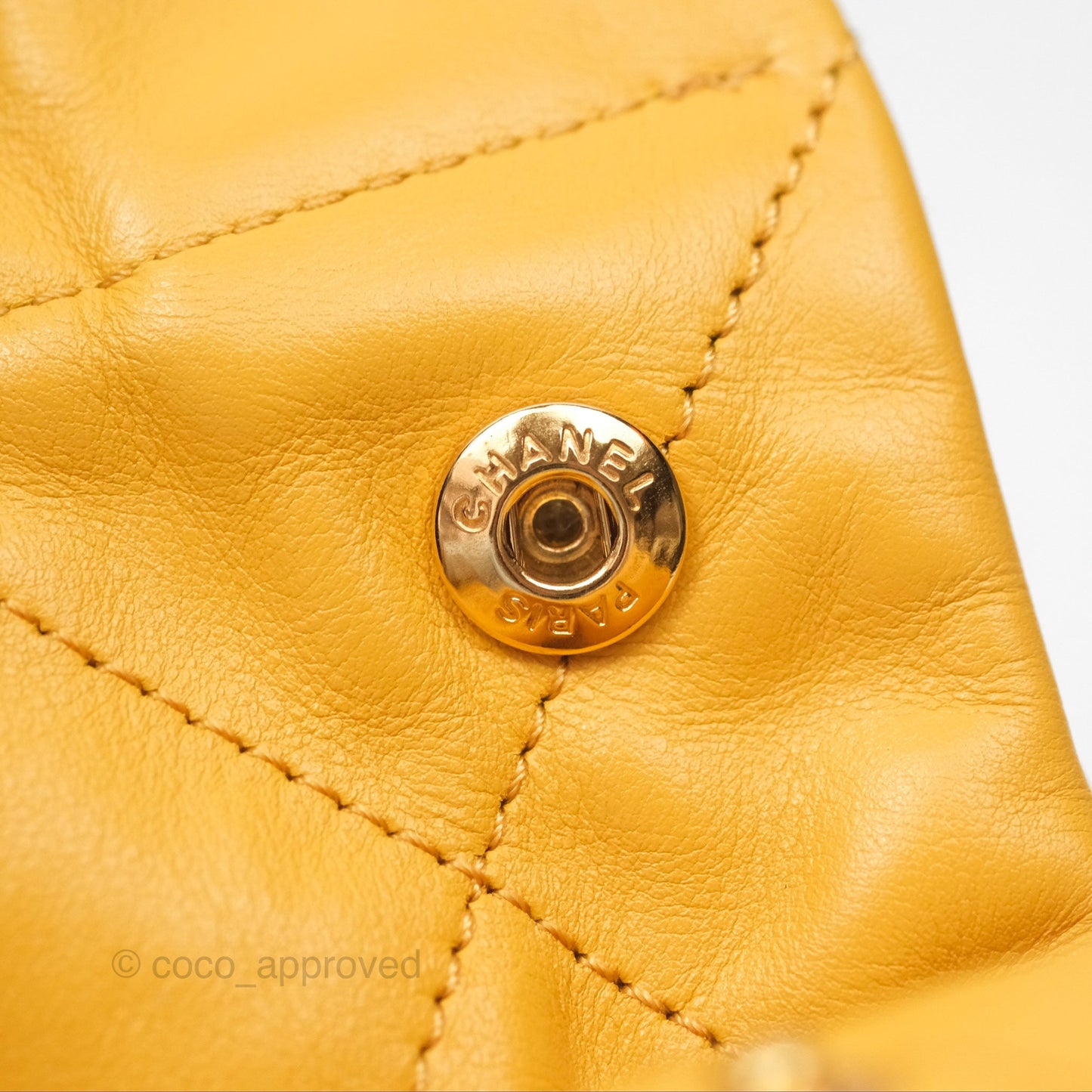 Chanel 22 Small Mustard Yellow Shiny Aged Calfskin Aged Gold Hardware