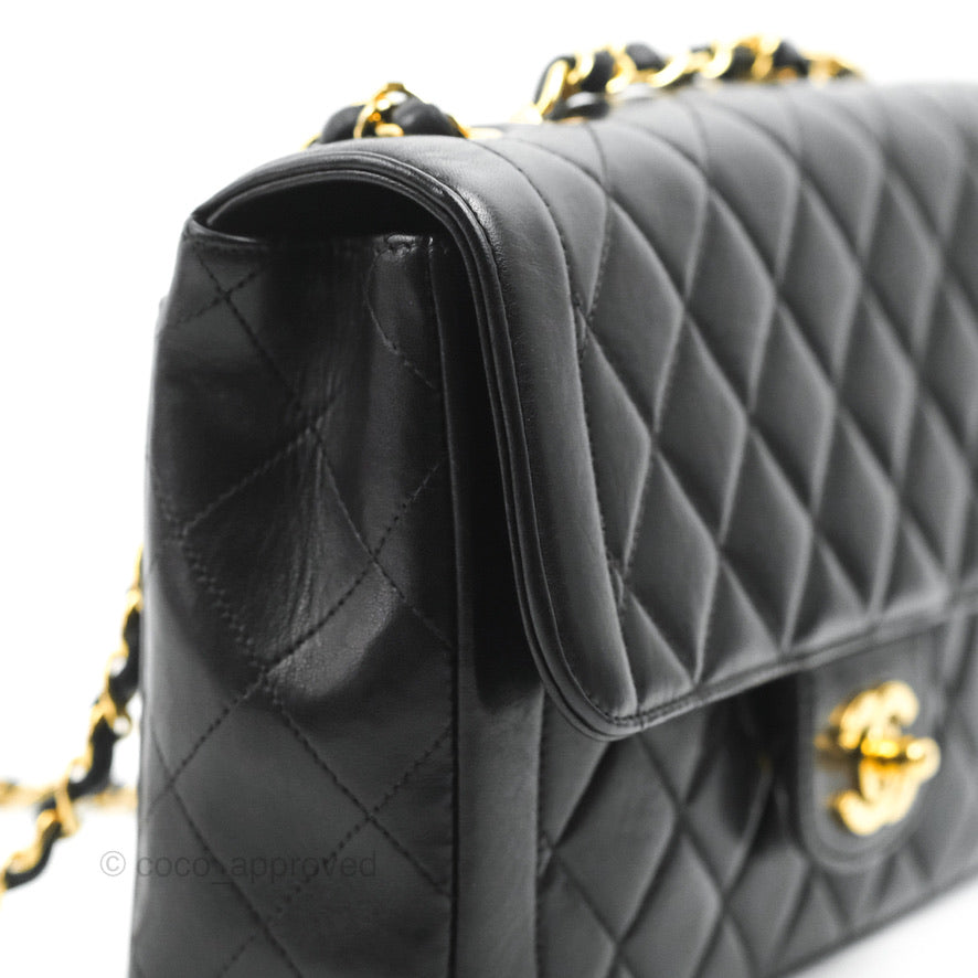 Chanel Vintage Small Flap Bag Black Lambskin 24K Gold Hardware