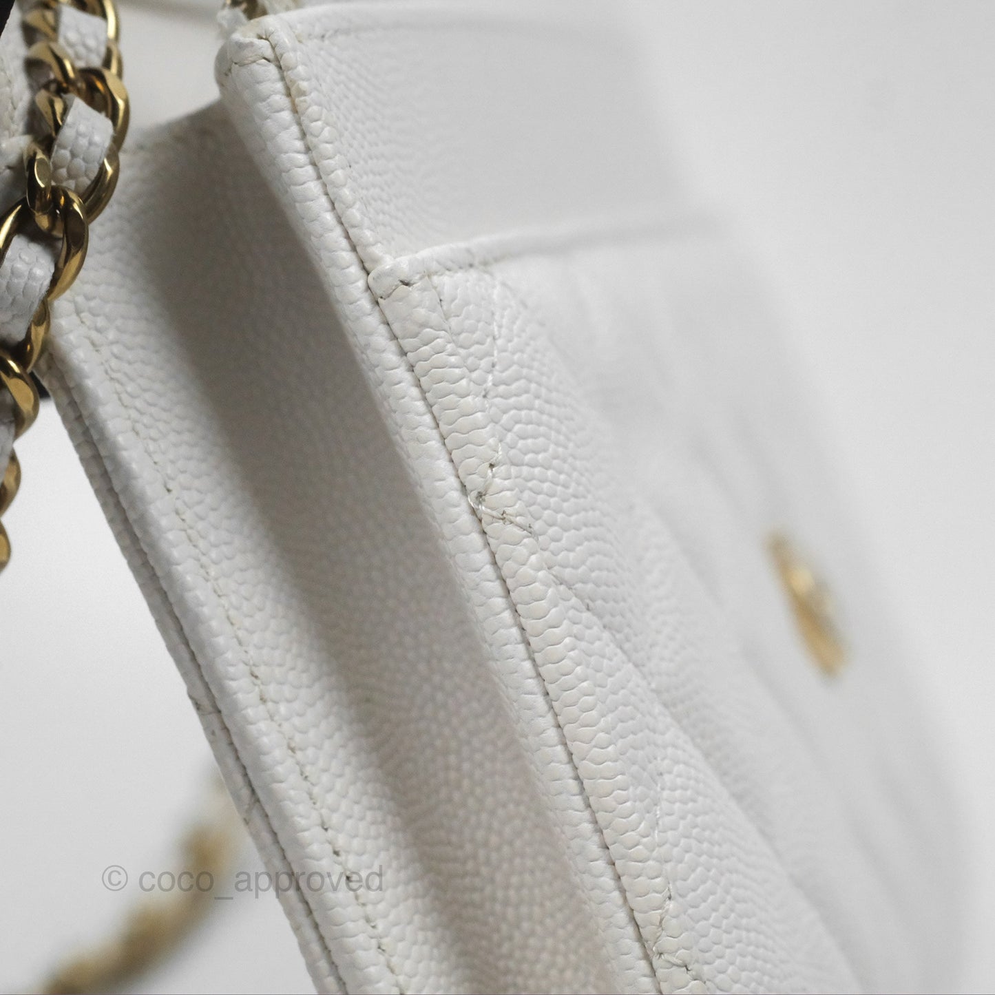 Chanel Quilted Classic Wallet on Chain WOC White Caviar Gold Hardware