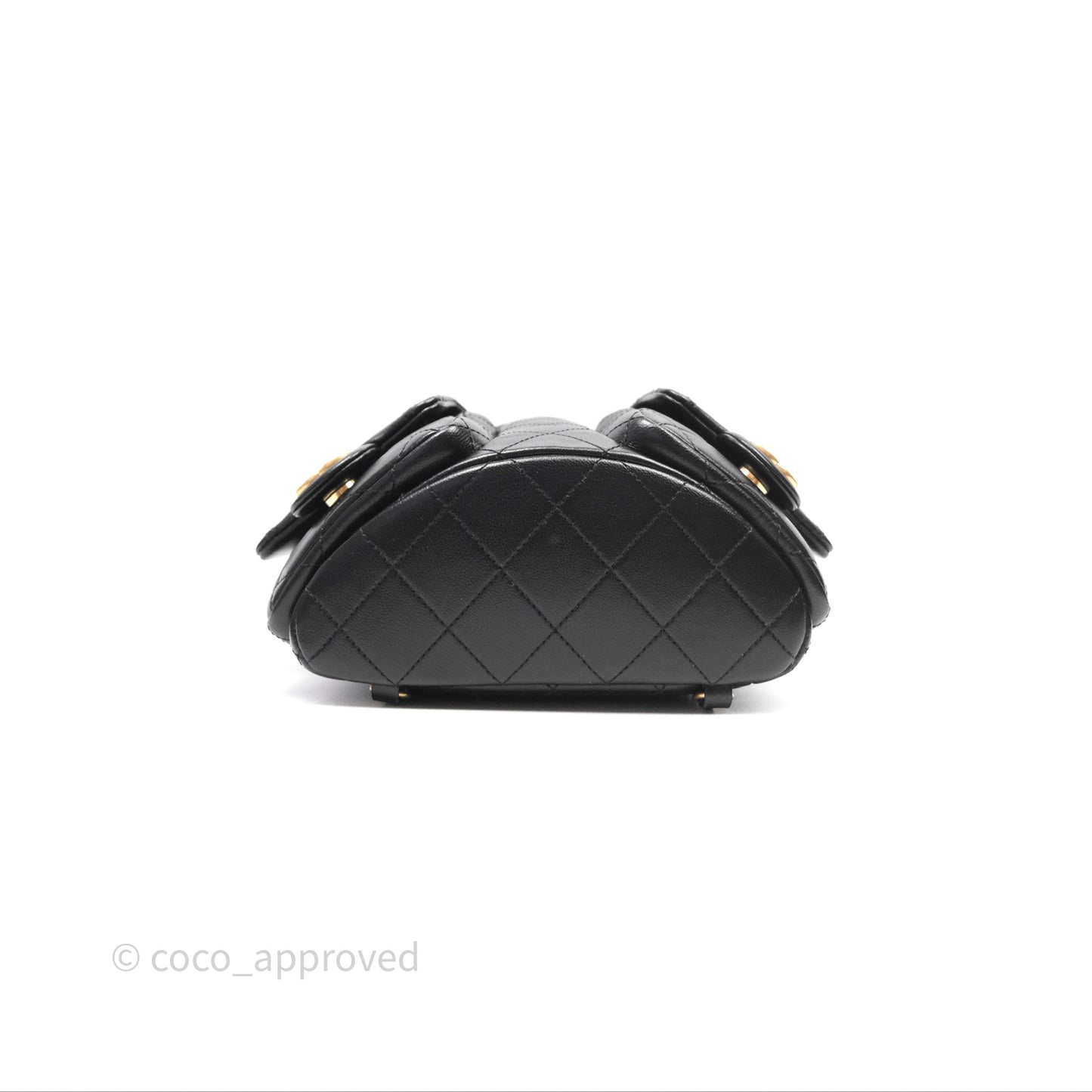 Chanel Double Pocket Black Lambskin Gold Hardware