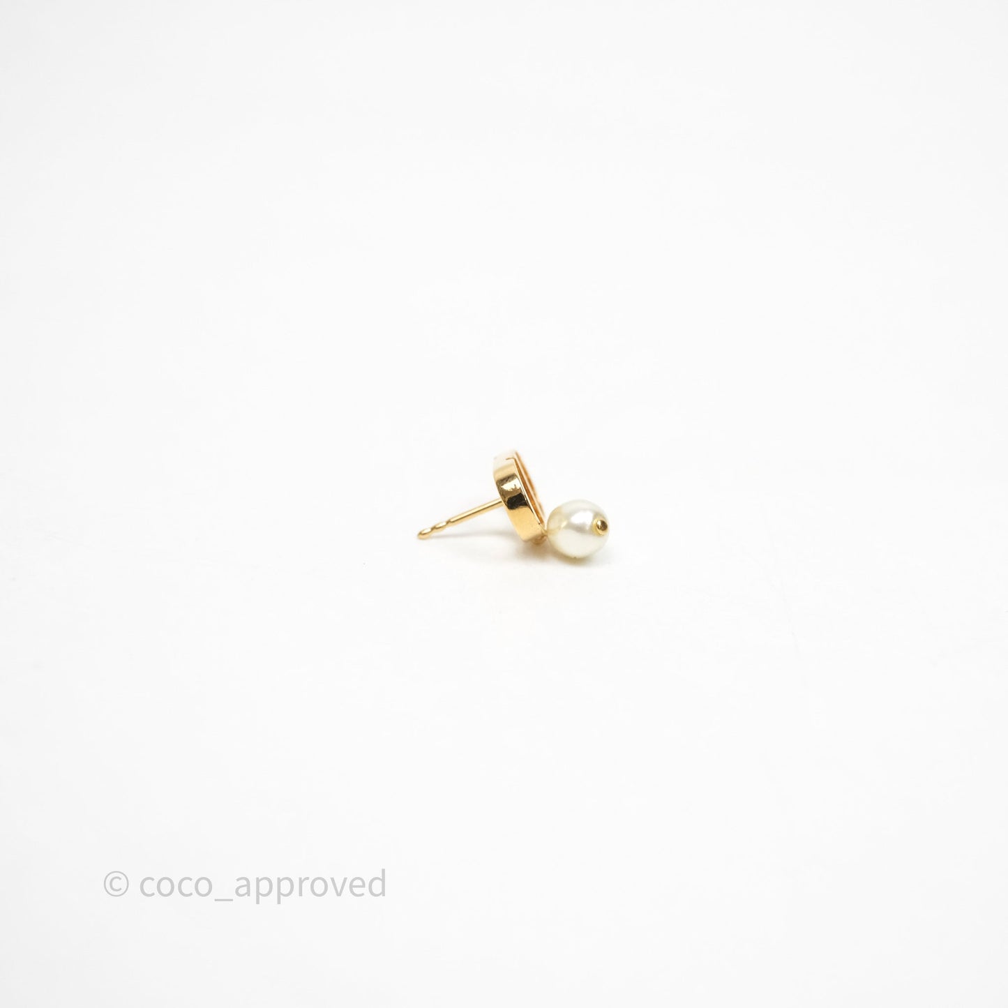 Christian Dior Petit CD Pearl Earrings Gold Tone