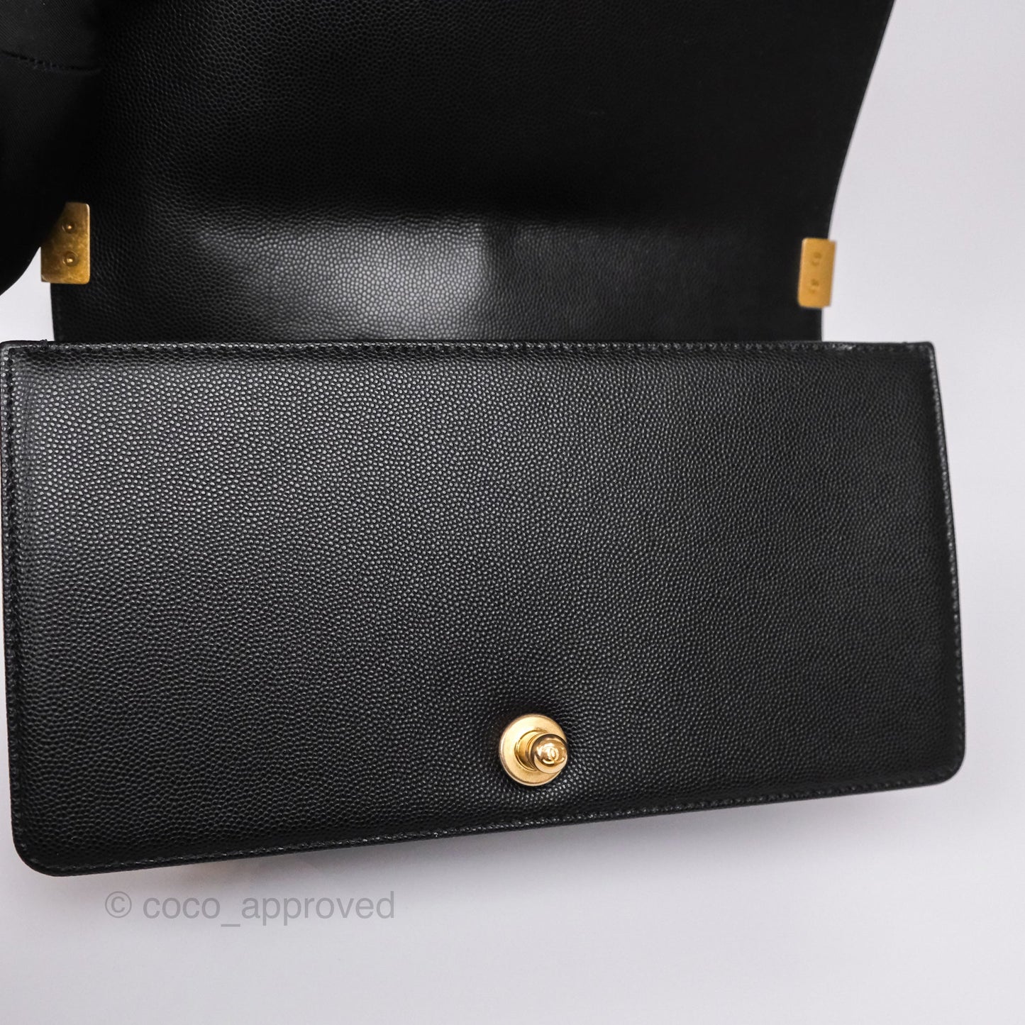 Chanel Medium Boy Quilted Black Caviar Aged Gold Hardware