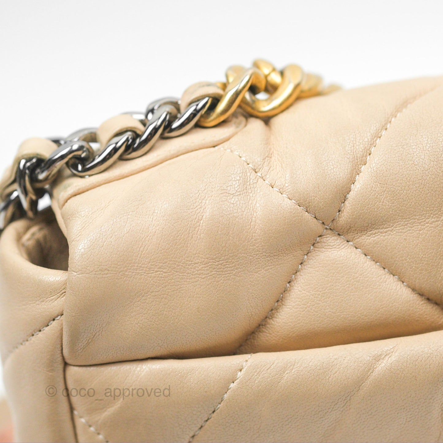 Chanel 19 Small Beige Goatskin Mixed Hardware