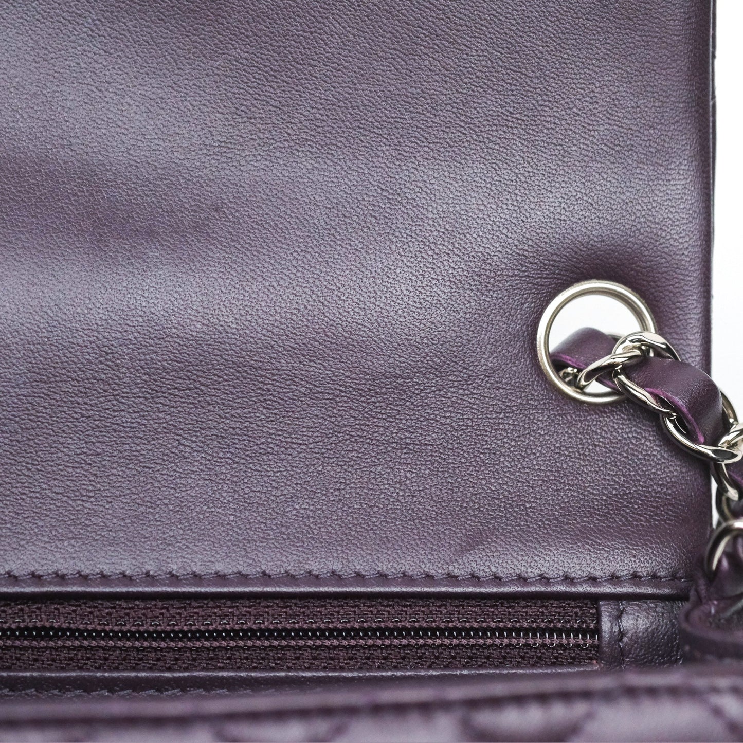 Chanel Quilted Mini Square Dark Purple Lambskin Silver Hardware
