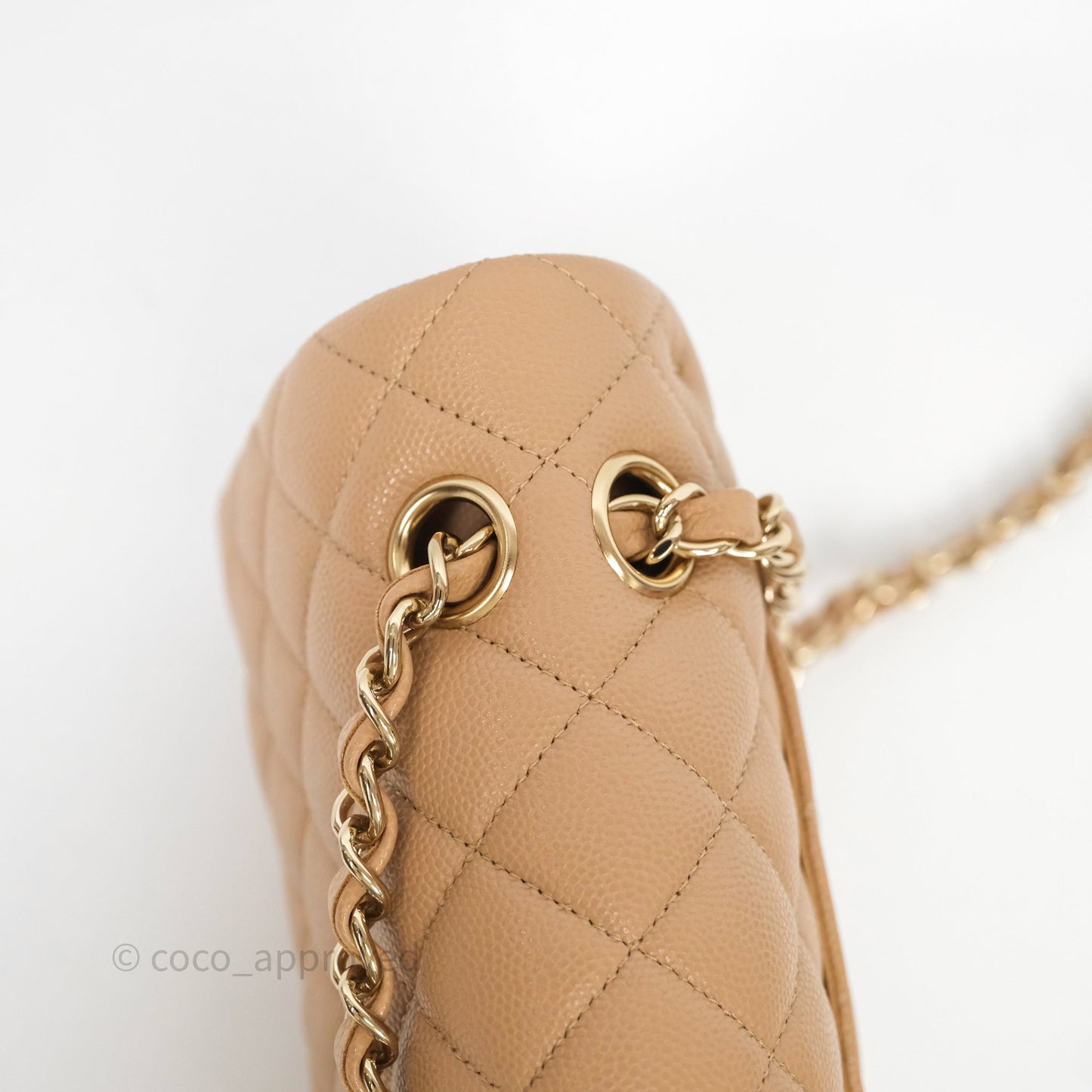 Chanel Classic M/L Medium Flap Quilted Dark Beige Caviar Gold Hardware