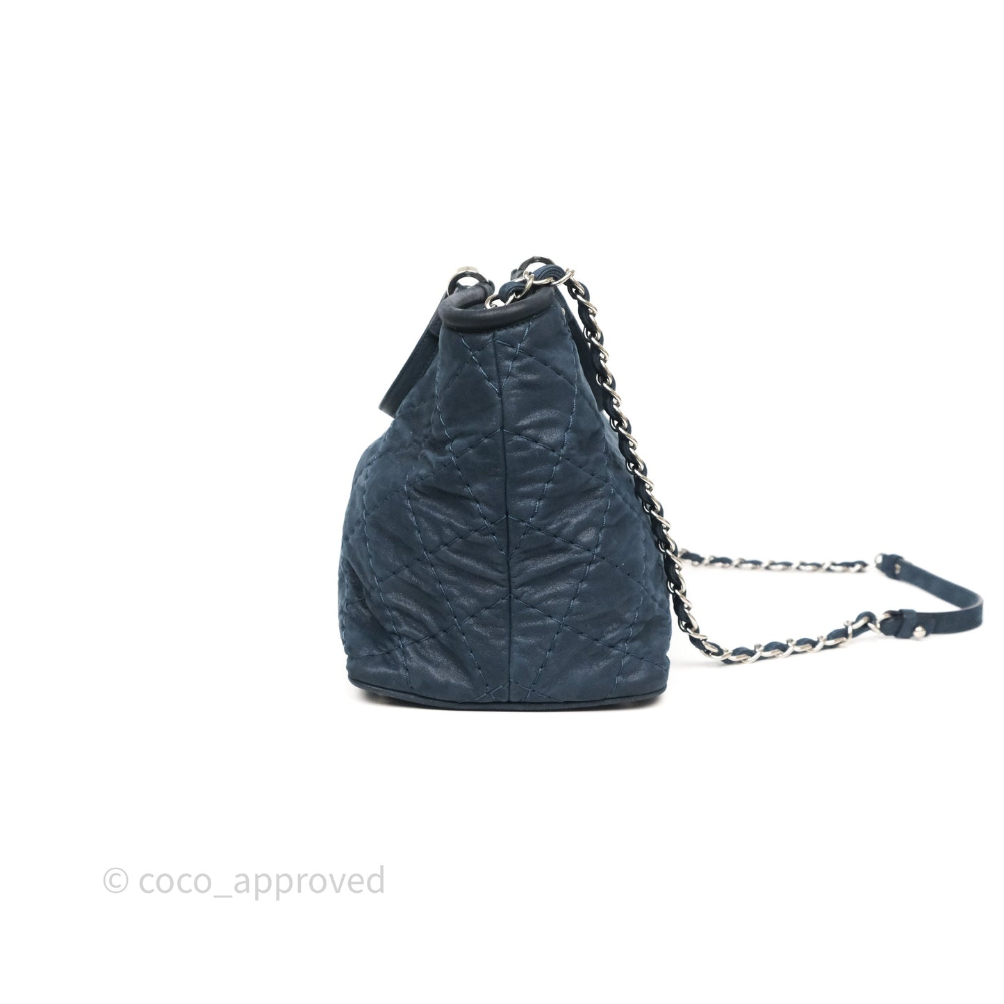 Chanel Small Sea Hit Tote Navy Iridescent Calfskin Silver Hardware
