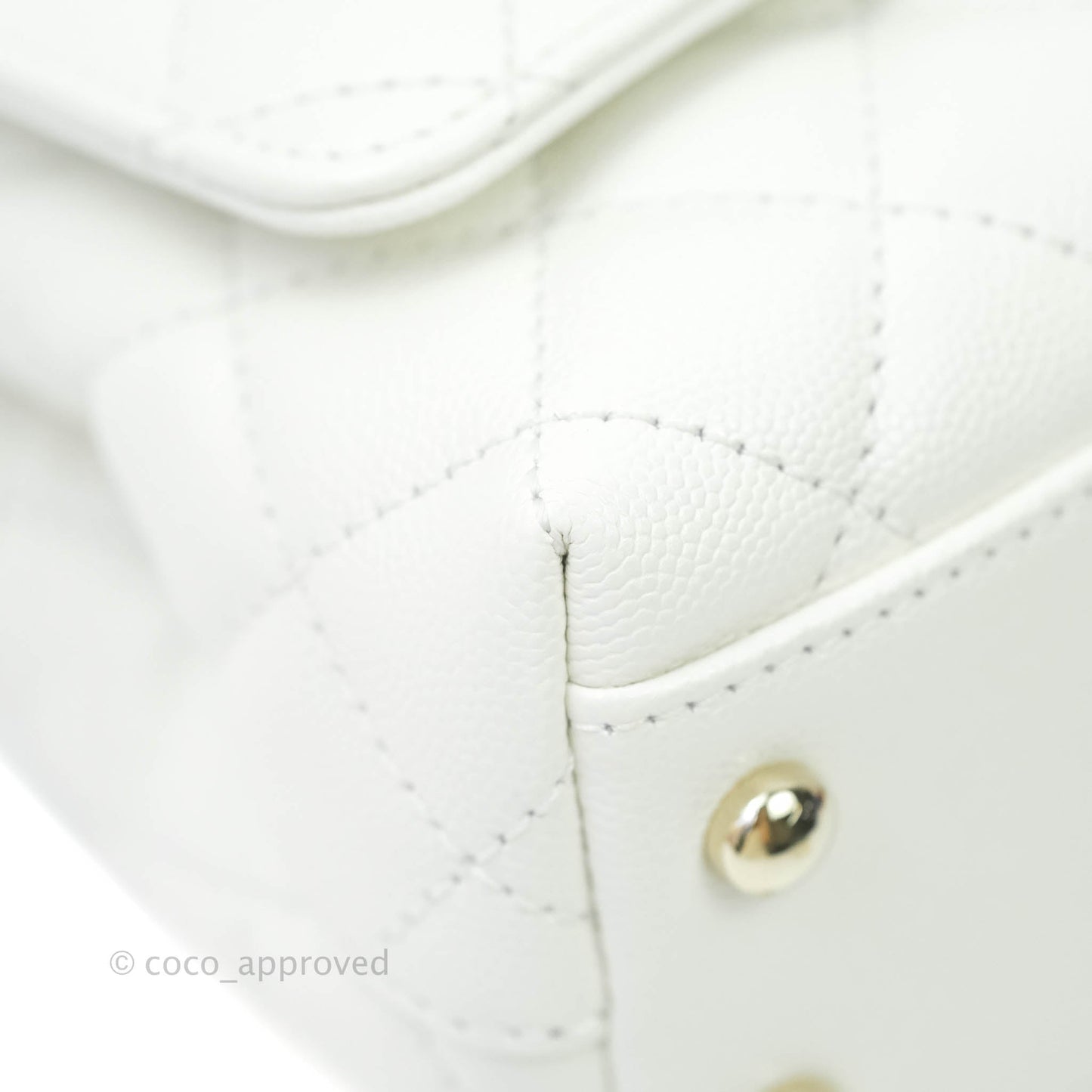 Chanel Extra Mini Coco Handle Quilted White Caviar Gold Hardware