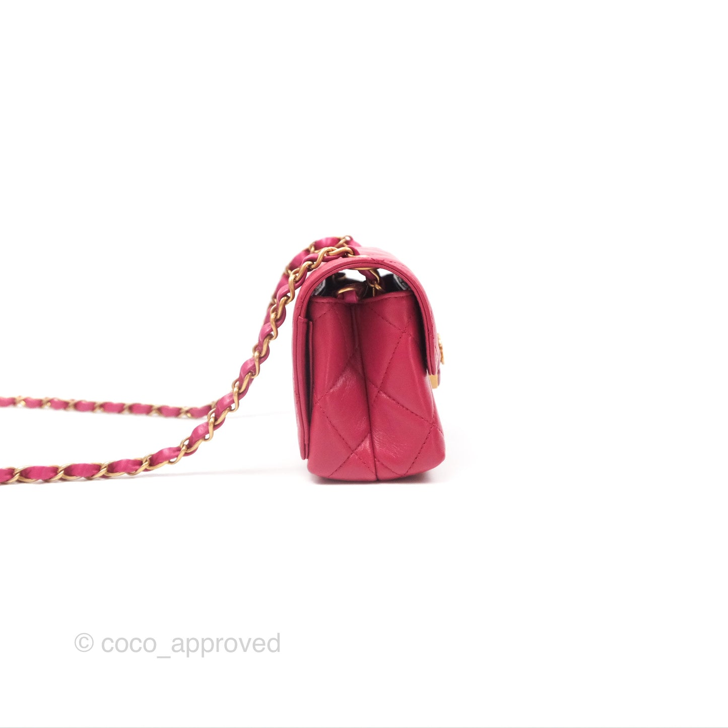 Chanel Diamond Lock CC Flap Bag Pink Lambskin Gold Hardware