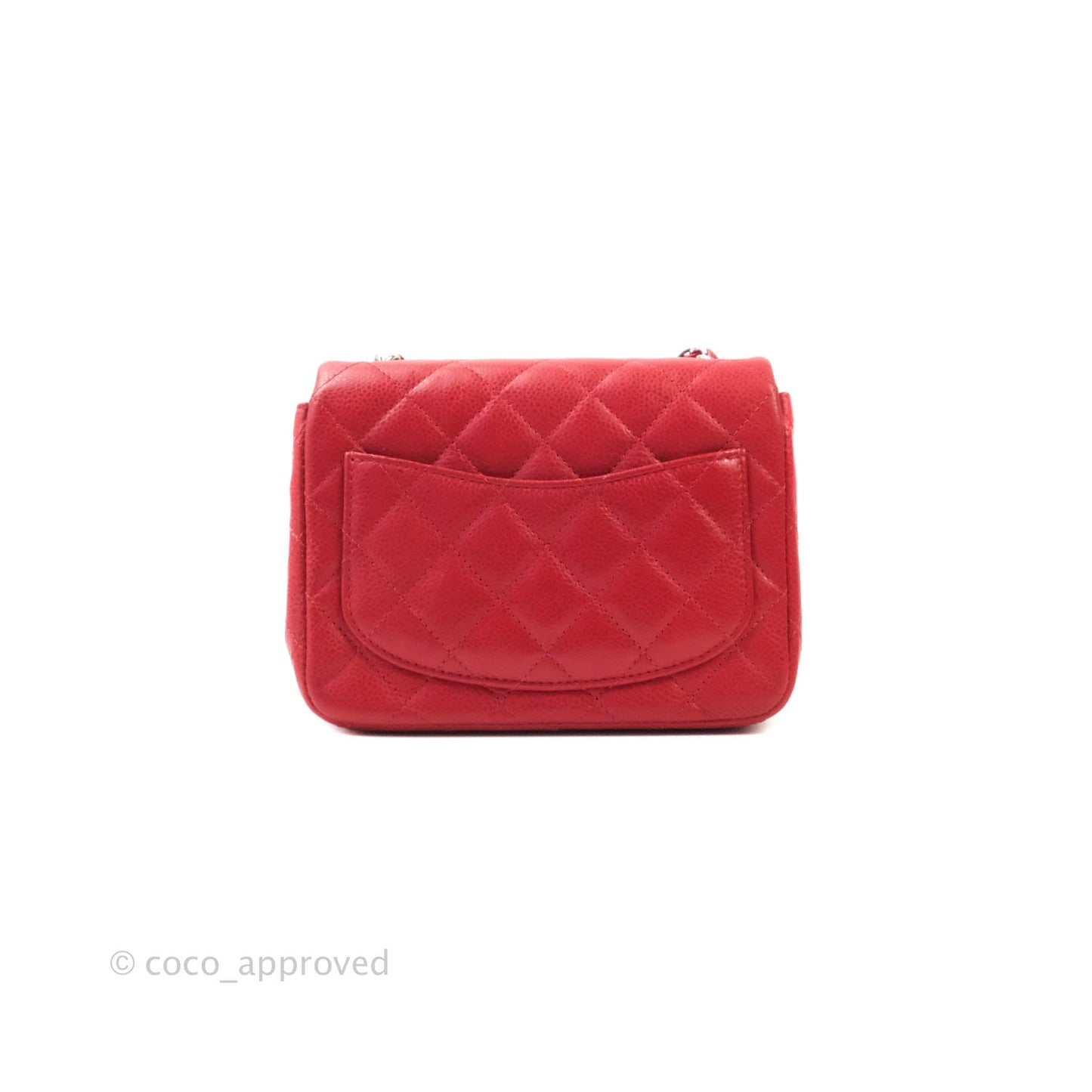 Chanel Quilted Mini Square Red Caviar Silver Hardware