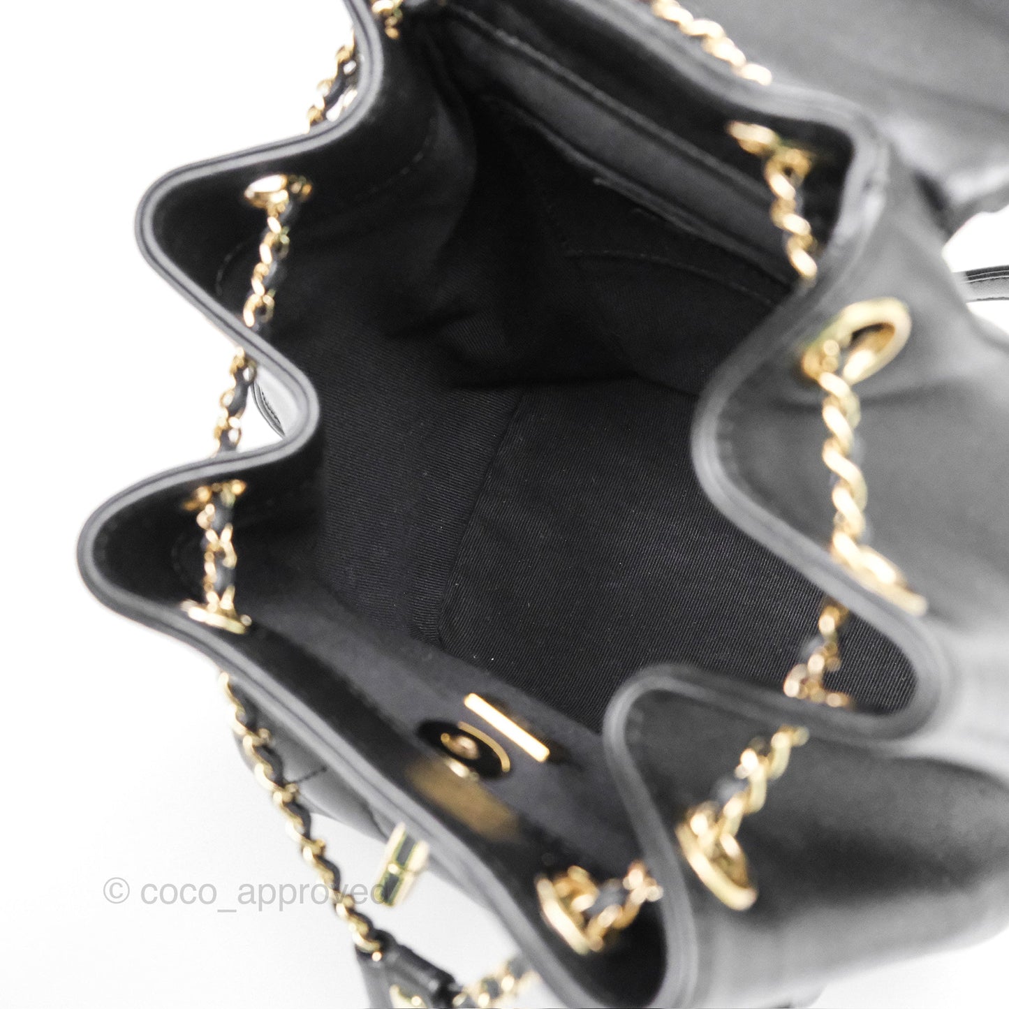 Chanel Small Duma Drawstring Backpack Black Lambskin Gold Hardware