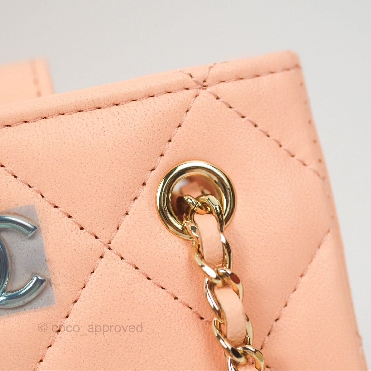 Chanel Mini Clutch With Chain Light Beige Pink Lambskin Gold Hardware