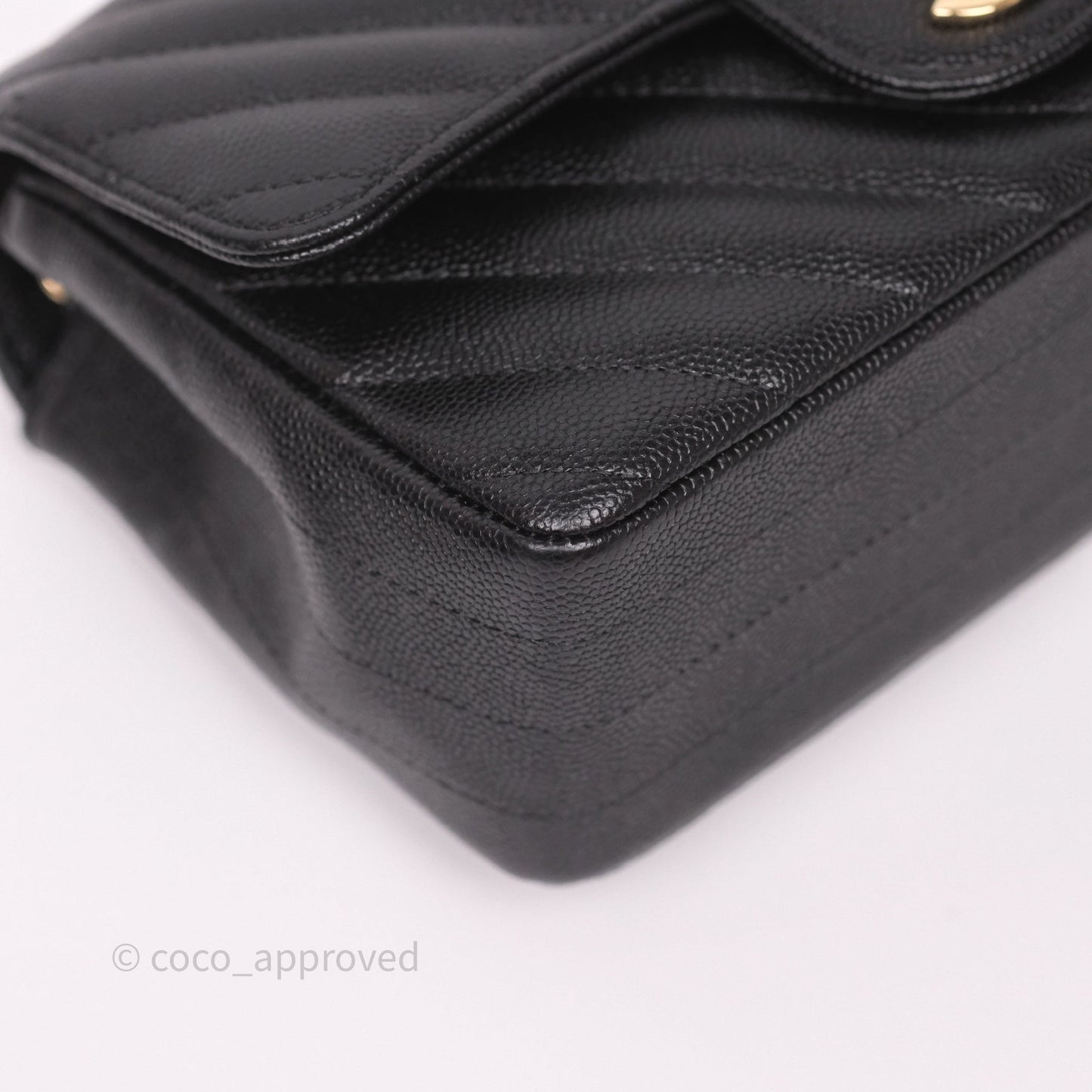 Chanel Mini Rectangular Chevron Black Caviar Gold Hardware