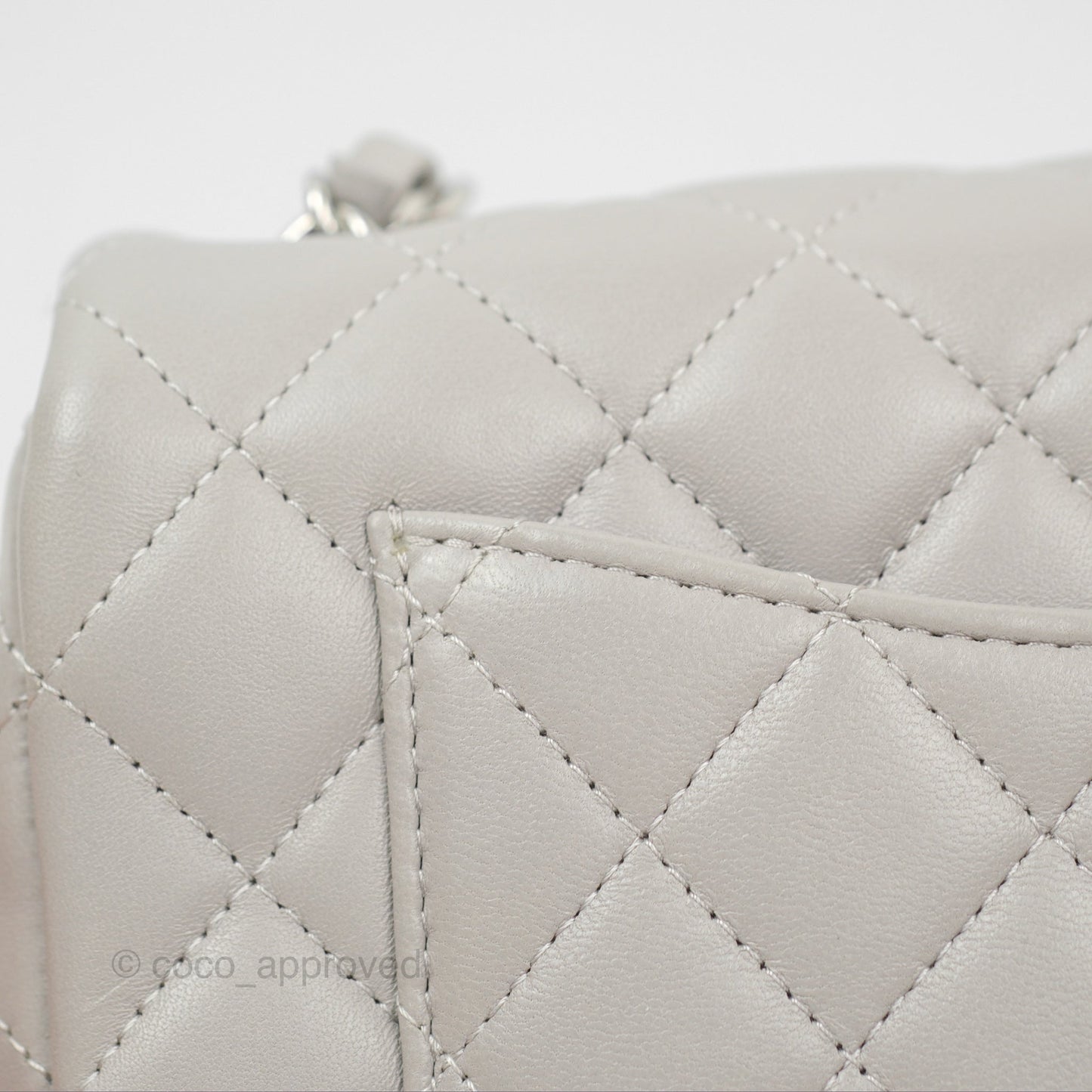 Chanel Quilted Mini Rectangular Grey Lambskin Silver Hardware