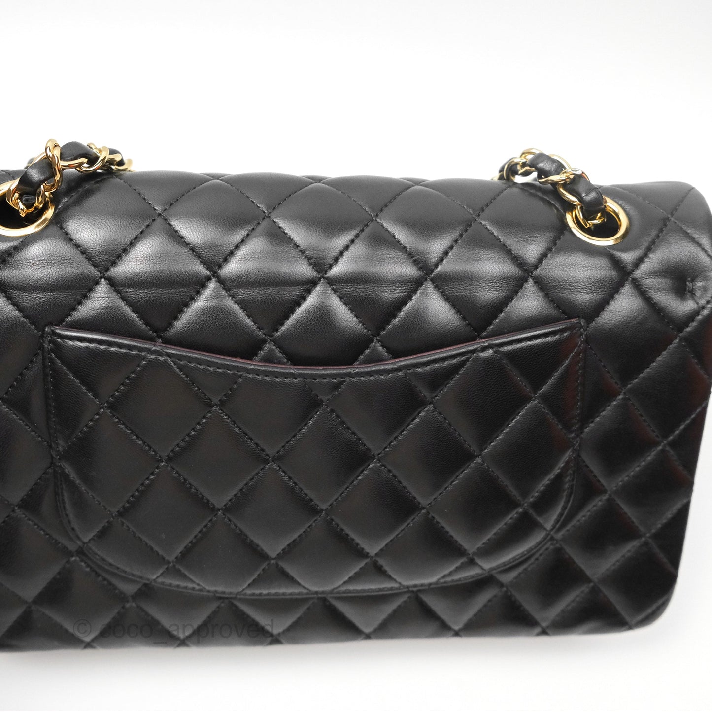 Chanel Classic M/L Medium Flap Quilted Black Lambskin Gold Hardware