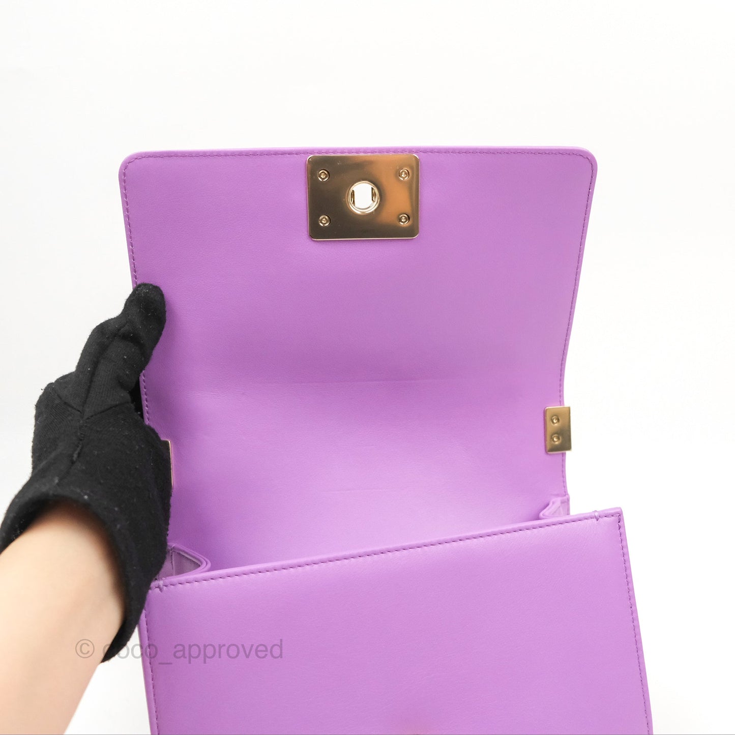 Chanel Chevron Small Boy Purple Calfskin Gold Hardwa