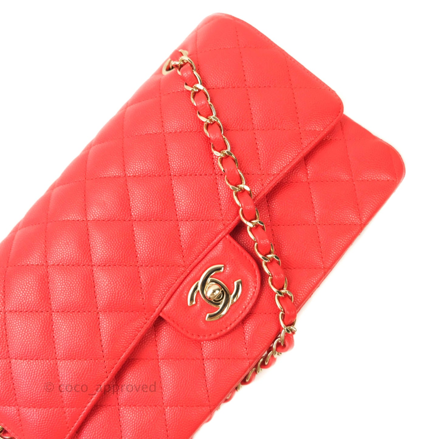 Chanel Classic M/L Medium Double Flap Red Caviar Gold Hardware