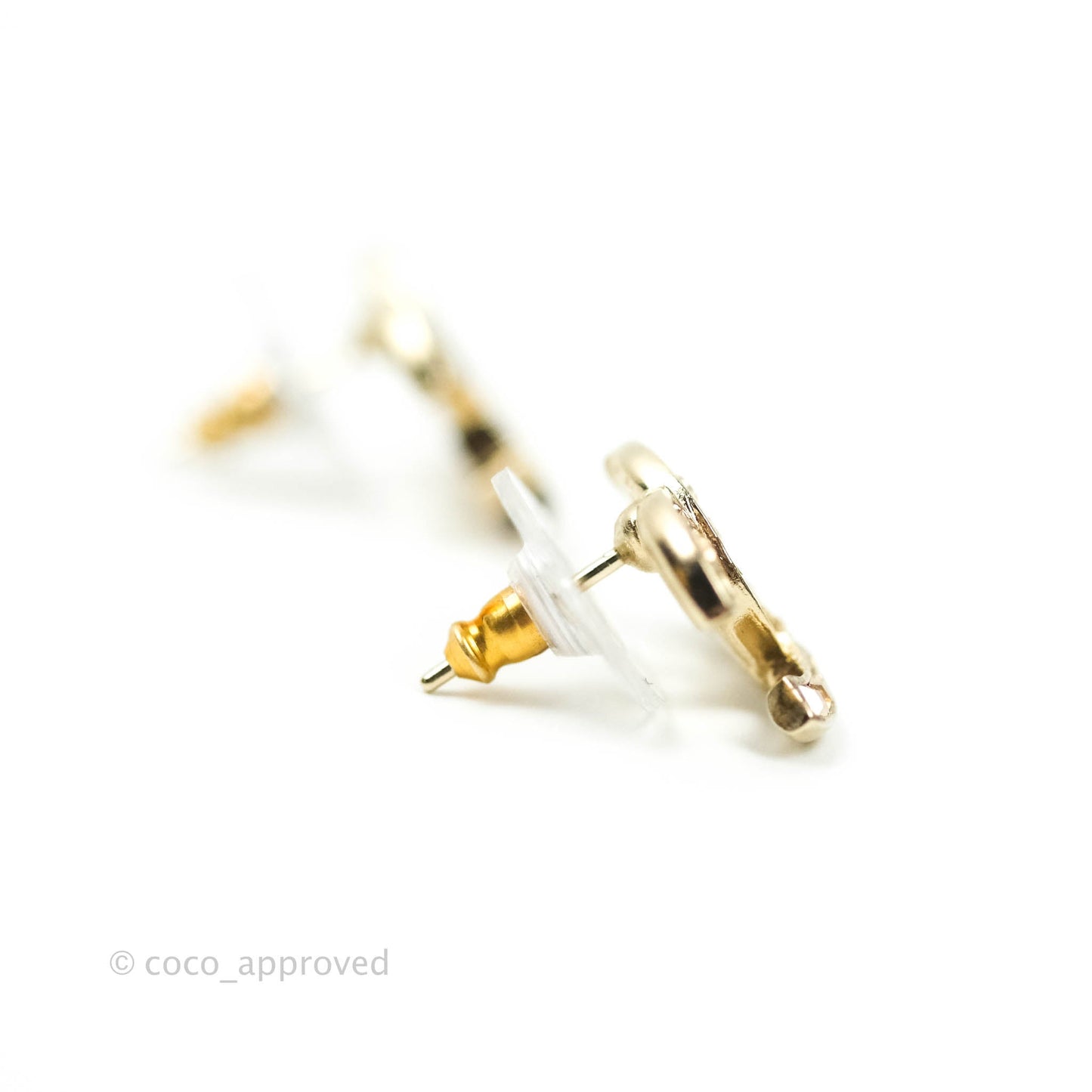Chanel Crystal CC Star Earrings Gold Tone 21P