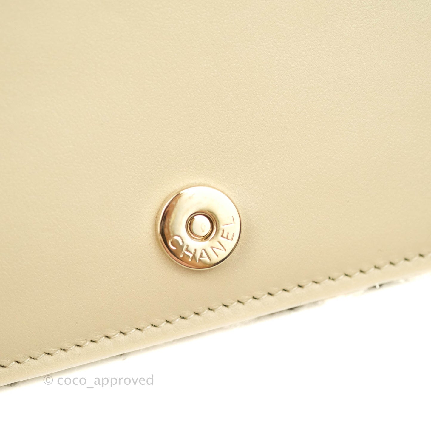 Chanel Wallet On Chain WOC Houndstooth Beige Black Tweed Gold Hardware